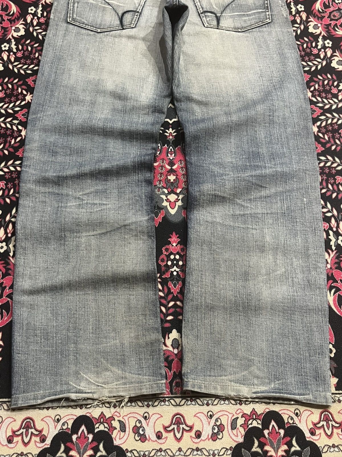 Japanese Brand Vintage Back Number Blue Washed Distressed Loose Fit Jeans Size US 32 / EU 48 - 9 Thumbnail
