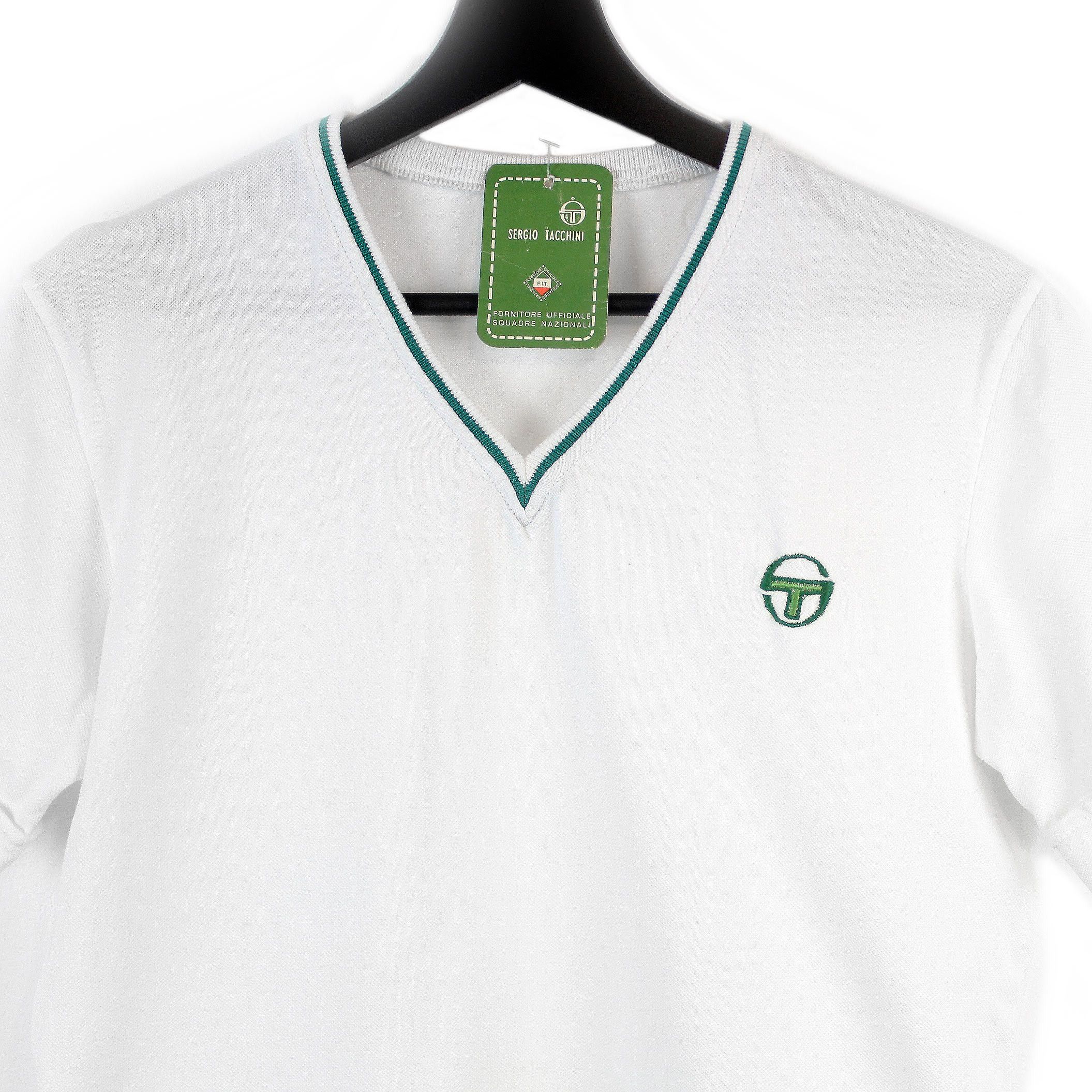 Sergio Tacchini DS 80s vintage Sergio Tacchini T-shirt V-neck white tennis Size M / US 6-8 / IT 42-44 - 2 Thumbnail