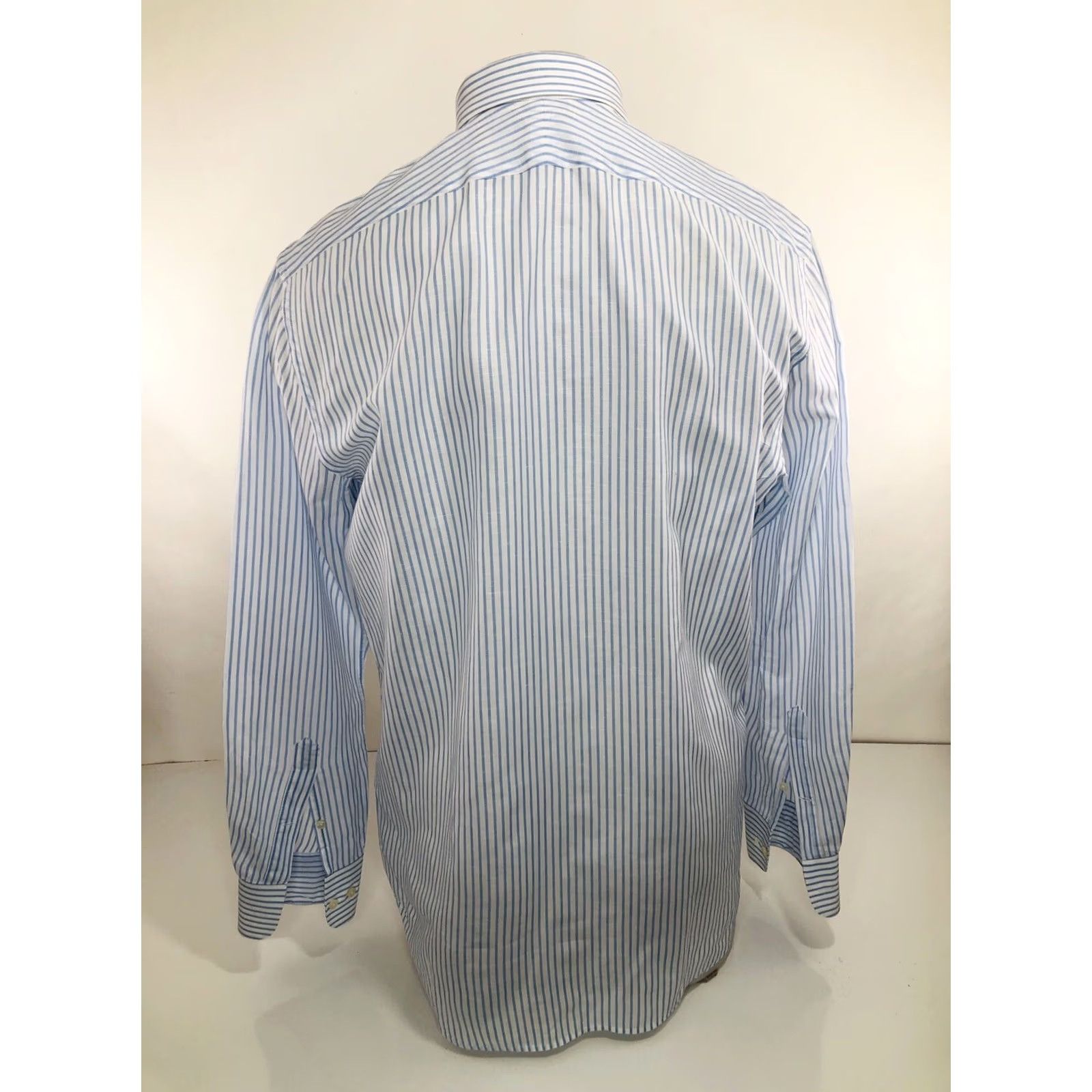 Suitsupply SUIT SUPPLY - LINEN BLEND Striped Dress Shirt 16 / 41 Mens Light Blue White 90s Event? Size 42R - 4 Thumbnail