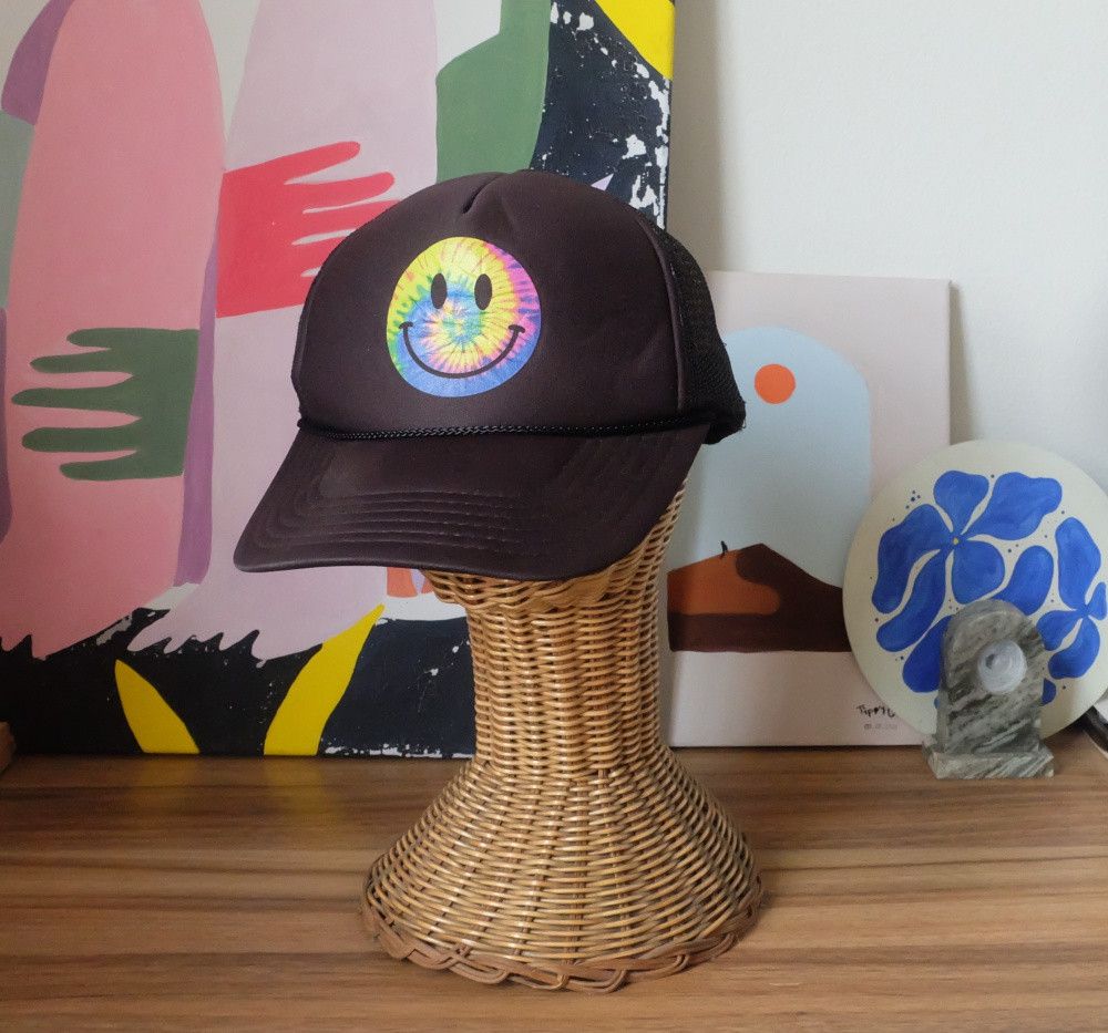 Otto Smiley Otto Trucker Cap Black Tie Dye Graphic Size ONE SIZE - 1 Thumbnail