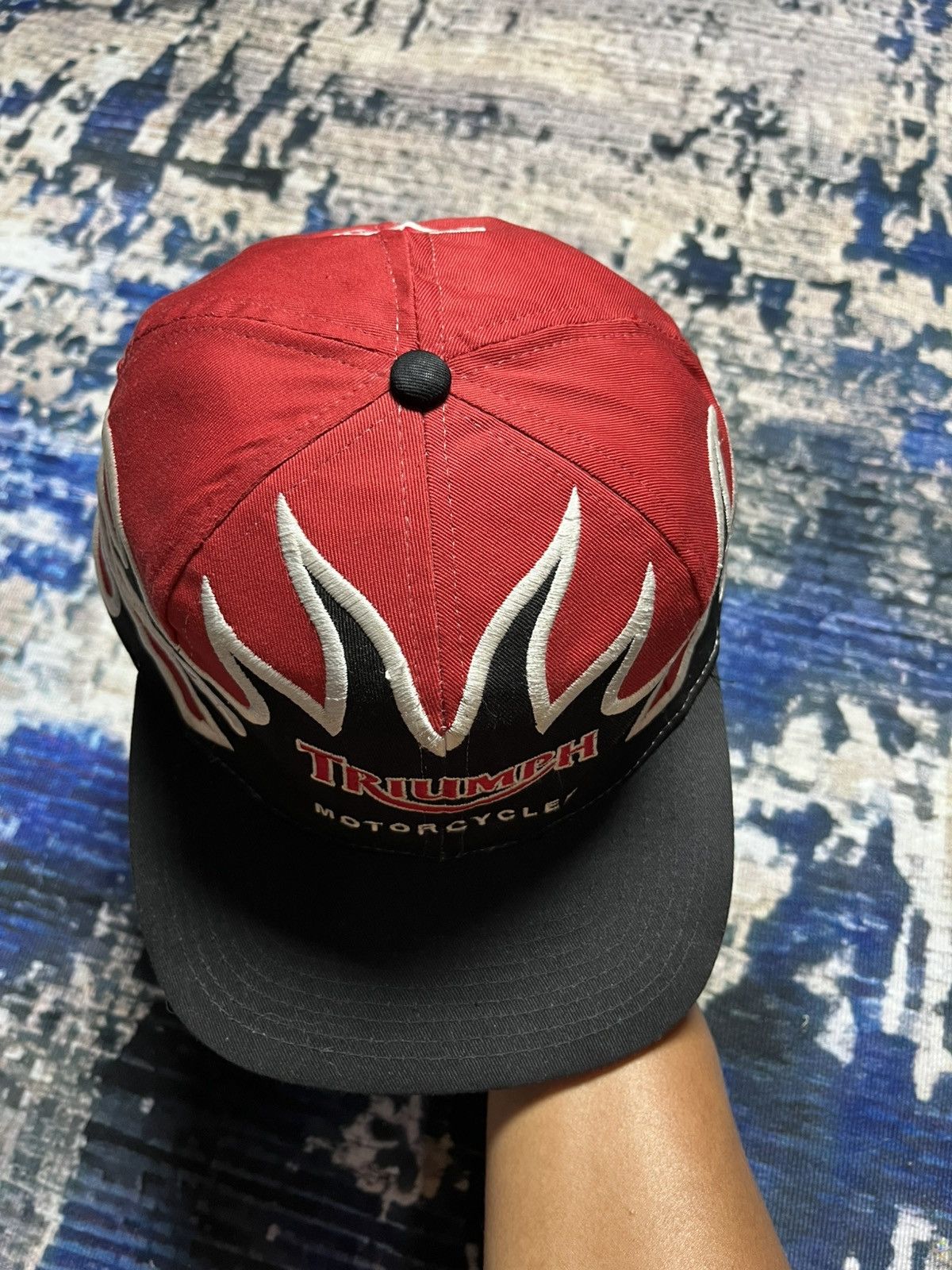 Vintage Rare Vintage Triumph Motorcycle Fire Embroidery Cap 90s Size ONE SIZE - 4 Thumbnail