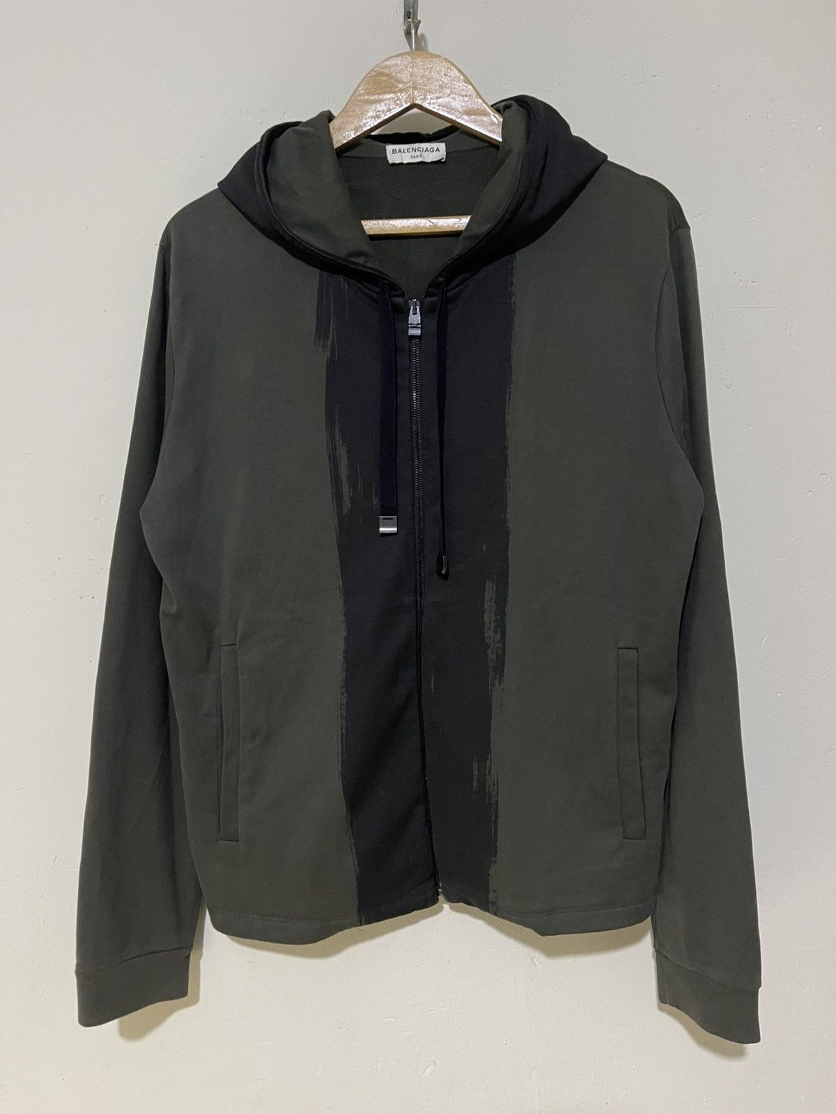 Balenciaga Brush stroke print hoodie in dark green