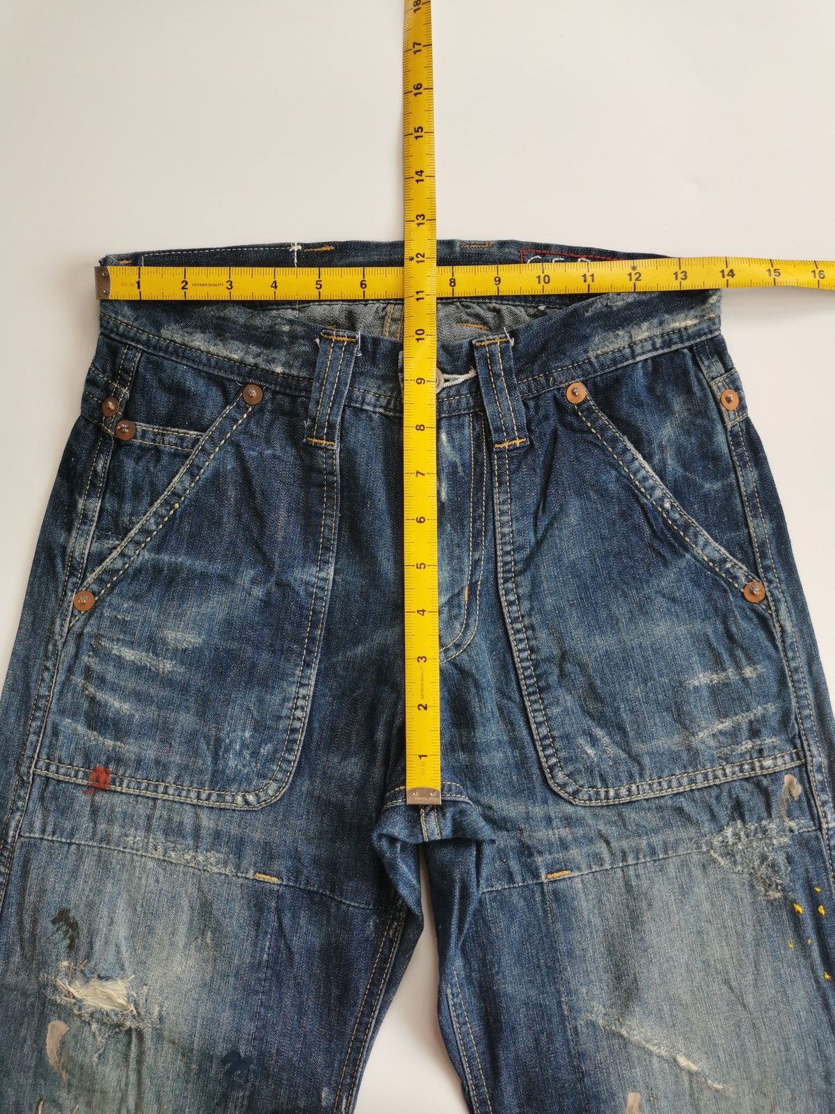 Japanese Brand Baggy Double Knee Cepo Work Military Paint Splatter Jeans Size US 28 / EU 44 - 11 Thumbnail