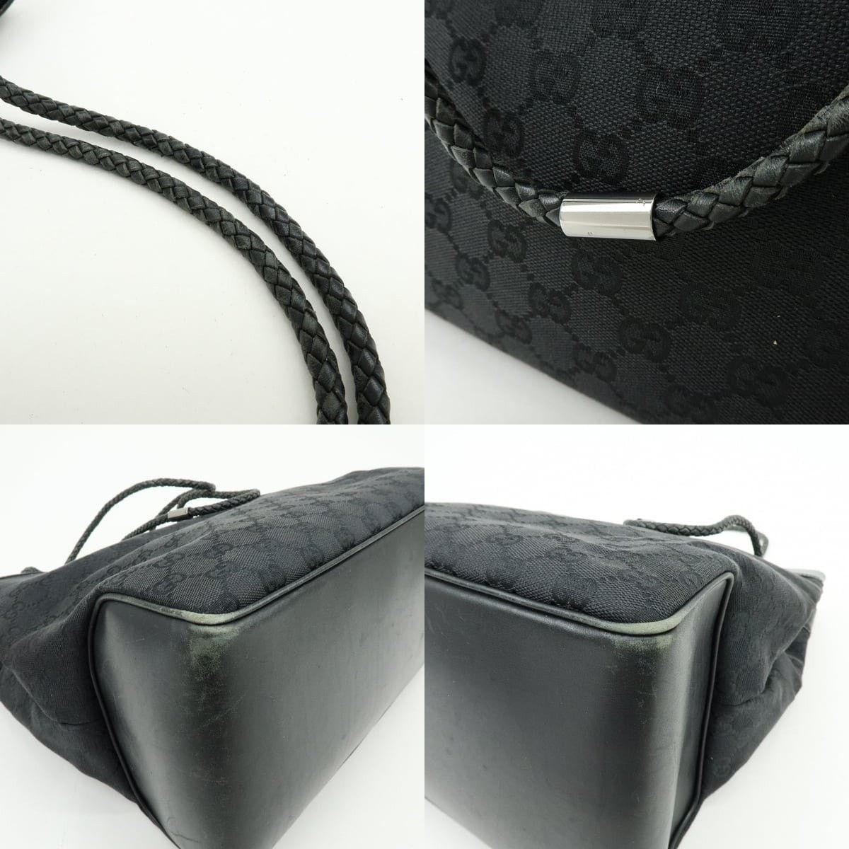 Gucci Gucci GG Canvas & Leather Shoulder Bag Black Size ONE SIZE - 4 Thumbnail
