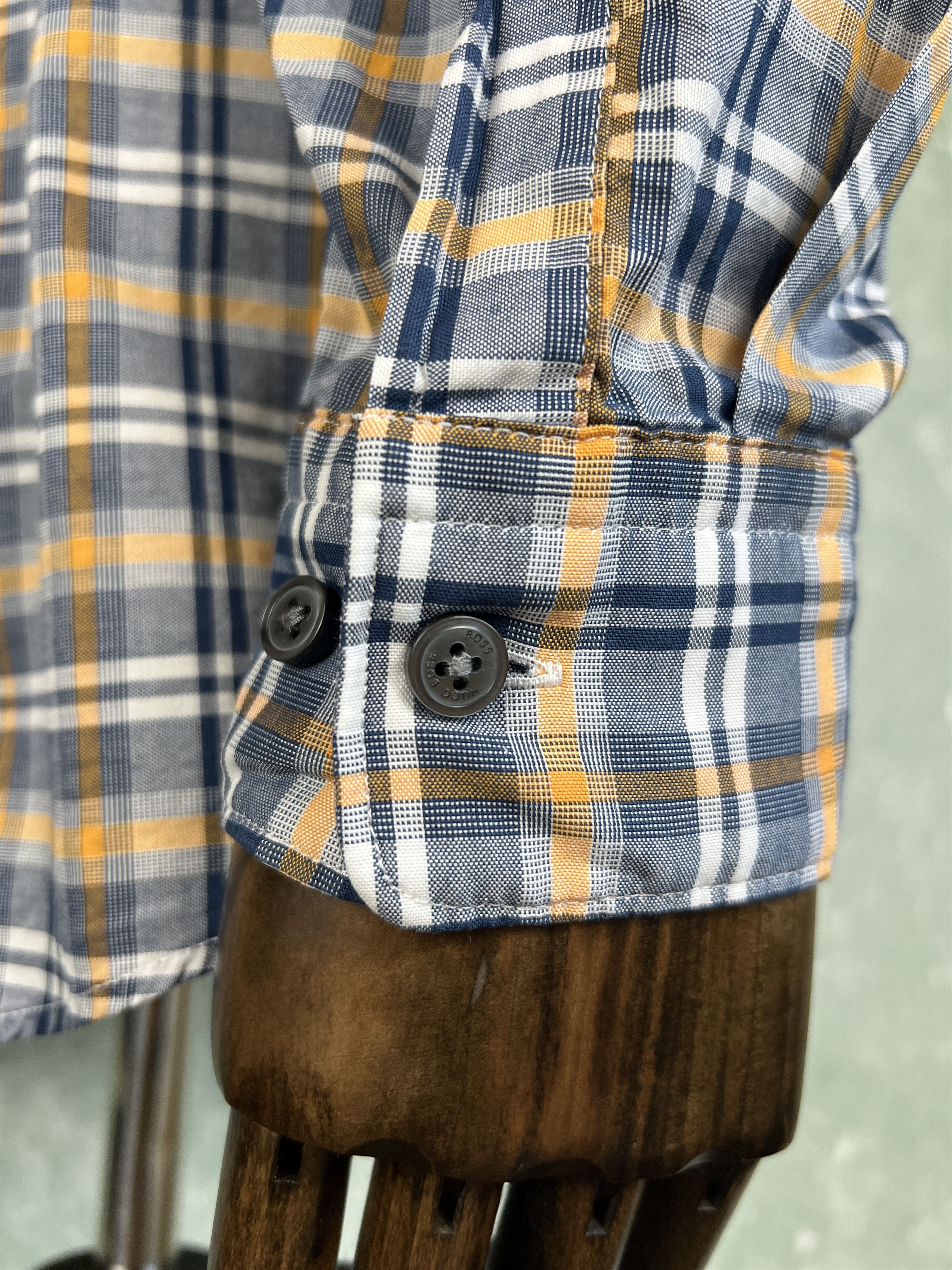 Hugo Boss Hugo Boss Regular Fit Checked Shirt – Blue/Orange – Size L Size US L / EU 52-54 / 3 - 7 Thumbnail