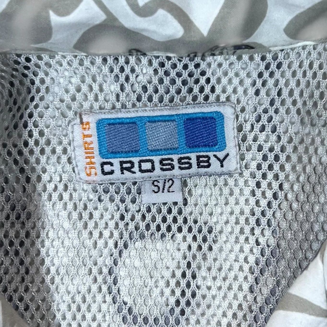Vintage Crossby Shirt Gothic Y2K Dragon Pattern Grey White Short Sleeve S Mens Small Regular Fit Size US S / EU 44-46 / 1 - 4 Thumbnail