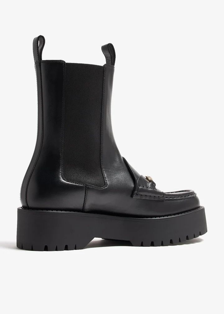 Gucci oc11z1025 Horsebit Boots With Lug Sole in Black Size US 7.5 / IT 37.5 - 2 Thumbnail