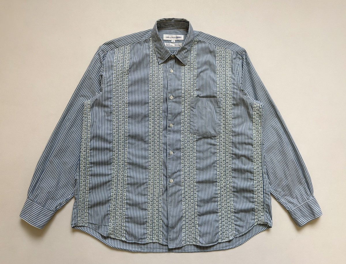 Comme des Garcons ‘Embroidered Stripe’ White/Blue Stripe Shirt Size US L / EU 52-54 / 3 - 19 Thumbnail