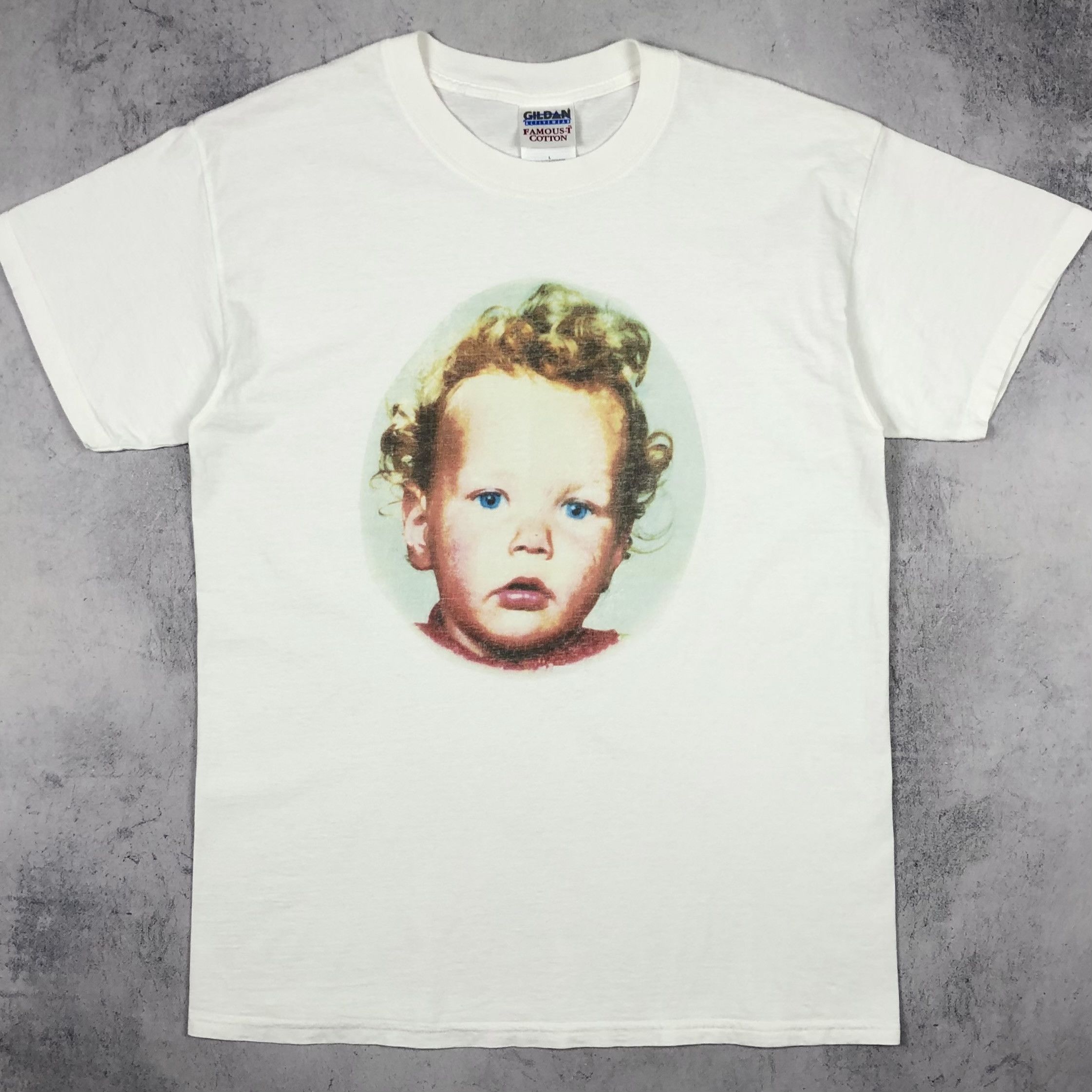 Vintage Creepy Bizarre Baby Infant Graphic Face Tee