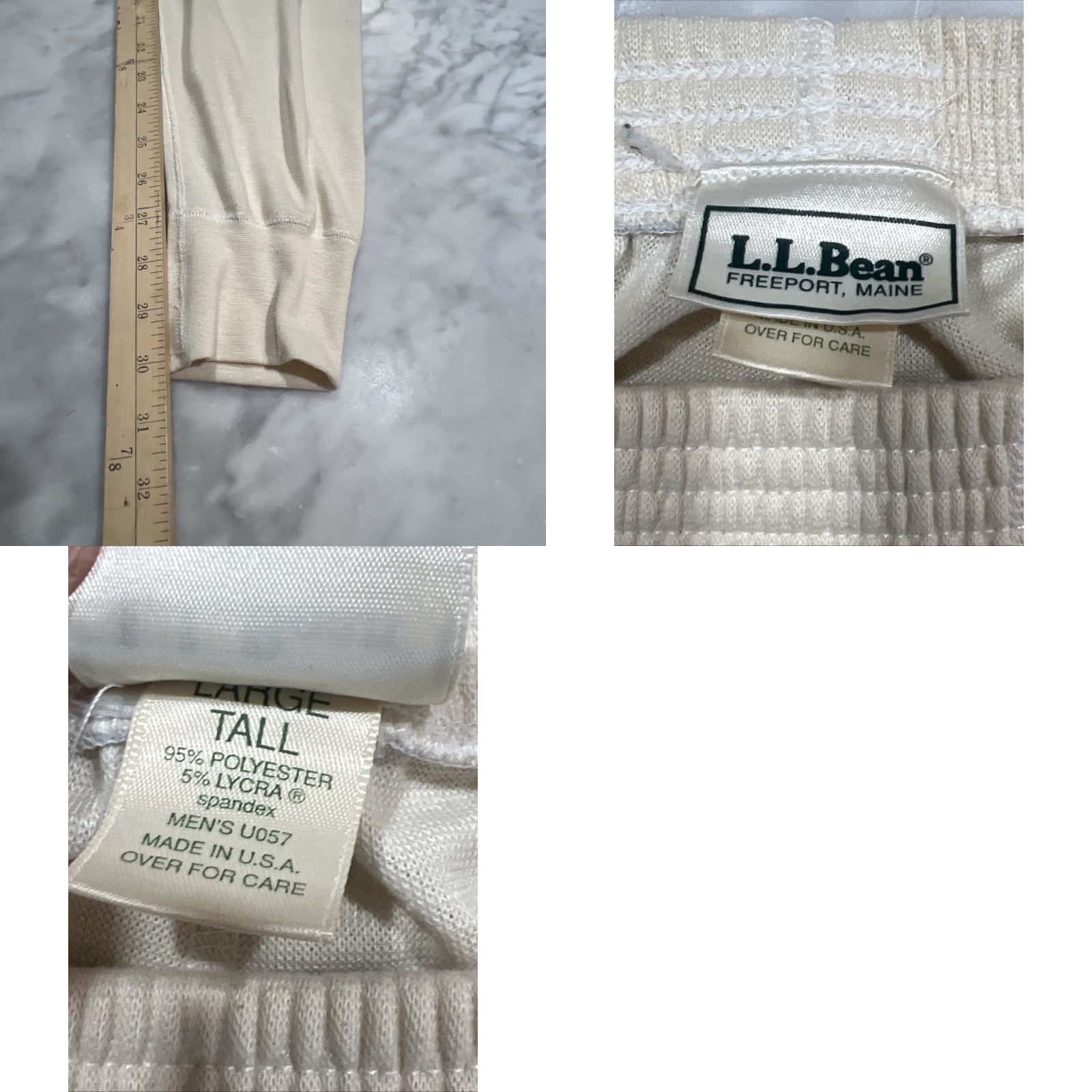 Vintage VINTAGE L.L.Bean Base Layer Pants Men Large Tall Beige Size US 33 - 8 Thumbnail