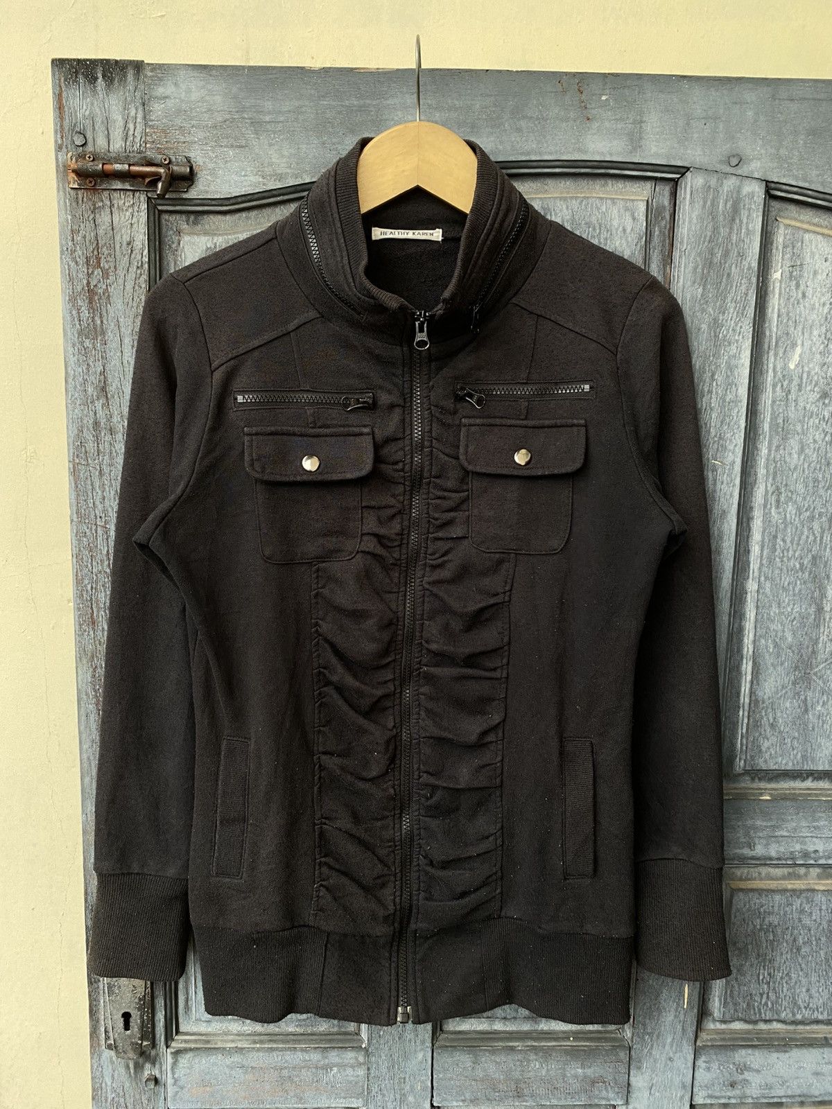 Japanese Brand Healthy Karen Black Military Jacket Style Techwear Inspired Size L / US 10 / IT 46 - 1 Thumbnail