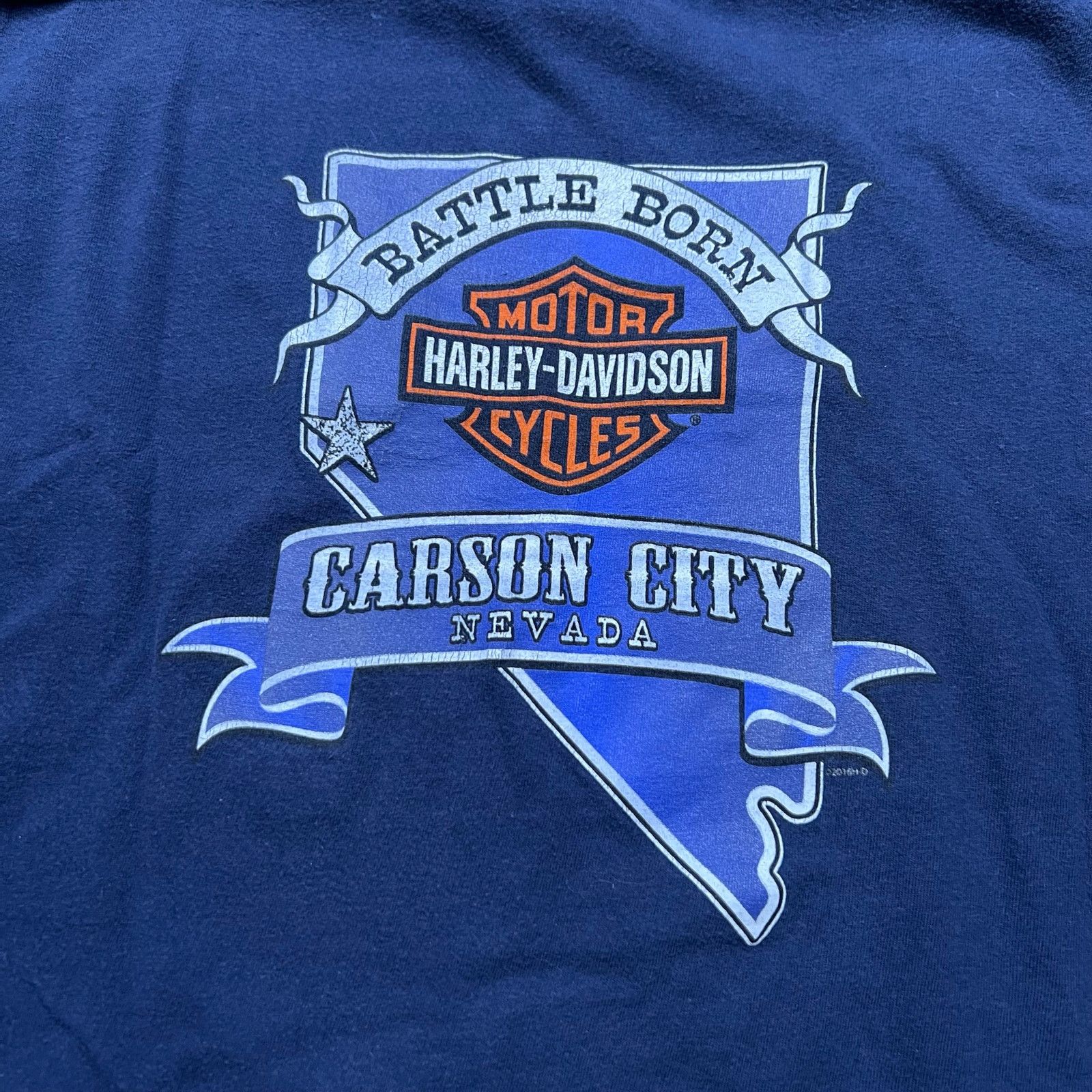 Harley Davidson Harley-Davidson women's Sz L/XL blue v-neck short-sleeve Size US XL / EU 56 / 4 - 7 Thumbnail