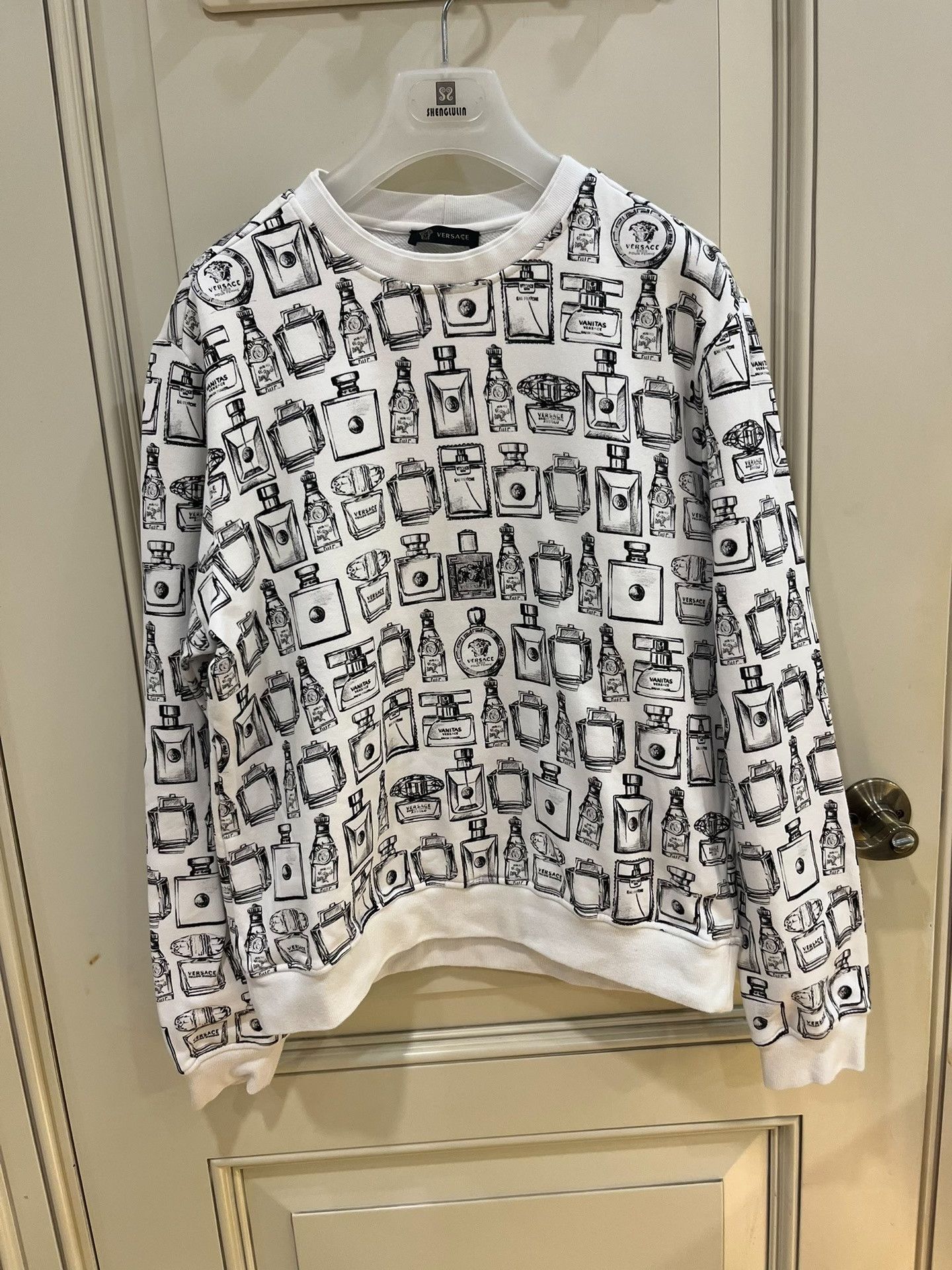 Versace Versace White Perfume Bottle Print Sweatshirt Size US M / EU 48-50 / 2 - 1 Thumbnail
