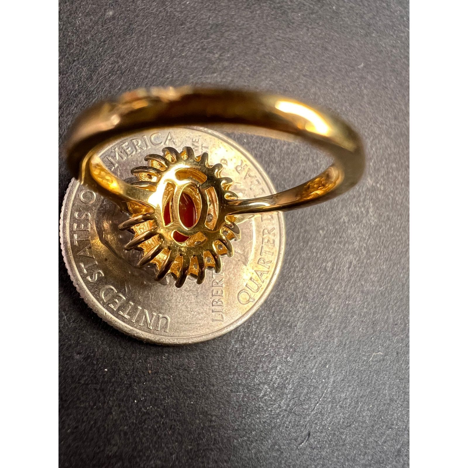 Other Mexican Cherry fire opal moissanite ring in vermeil size 5 Size ONE SIZE - 8 Thumbnail