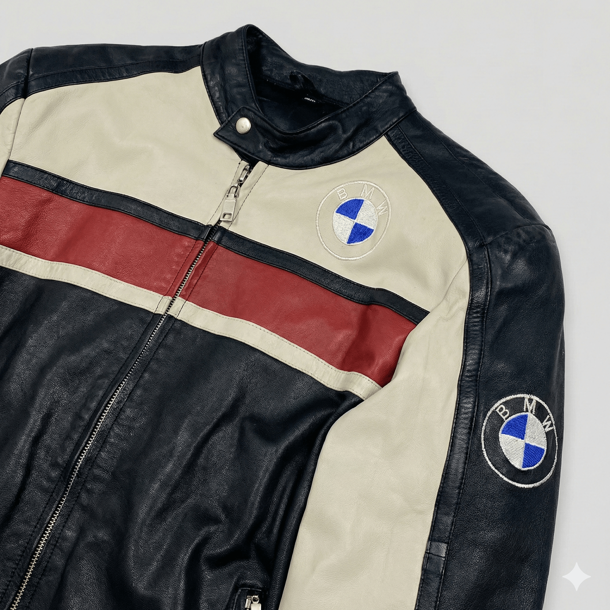 Vintage Vintage BMW Motorrad Leather Racing Jacket Biker Cafe Racer Size L / US 10 / IT 46 - 2 Thumbnail