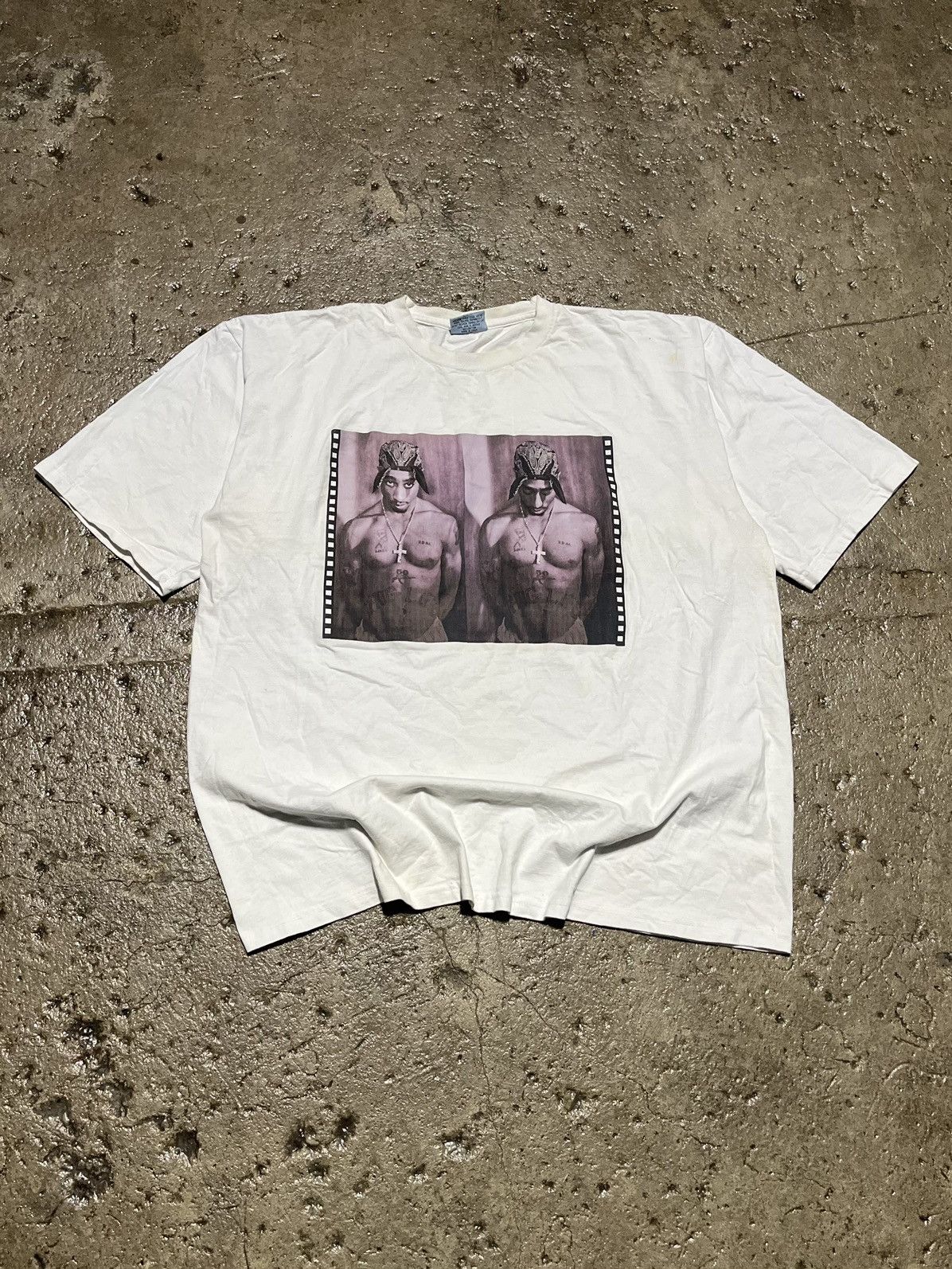 image of Rap Tees x Vintage Crazy Vintage Y2K Tupac Rap Tee Shirt Hip-Hop in White, Men's (Size 2XL)