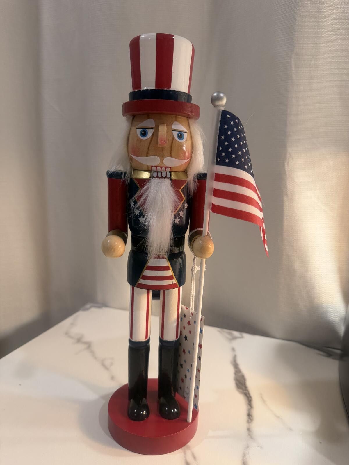 Franklin & Marshall Patriotic Nutcracker Uncle Sam Holding American Flag 1423 Size ONE SIZE - 1 Thumbnail