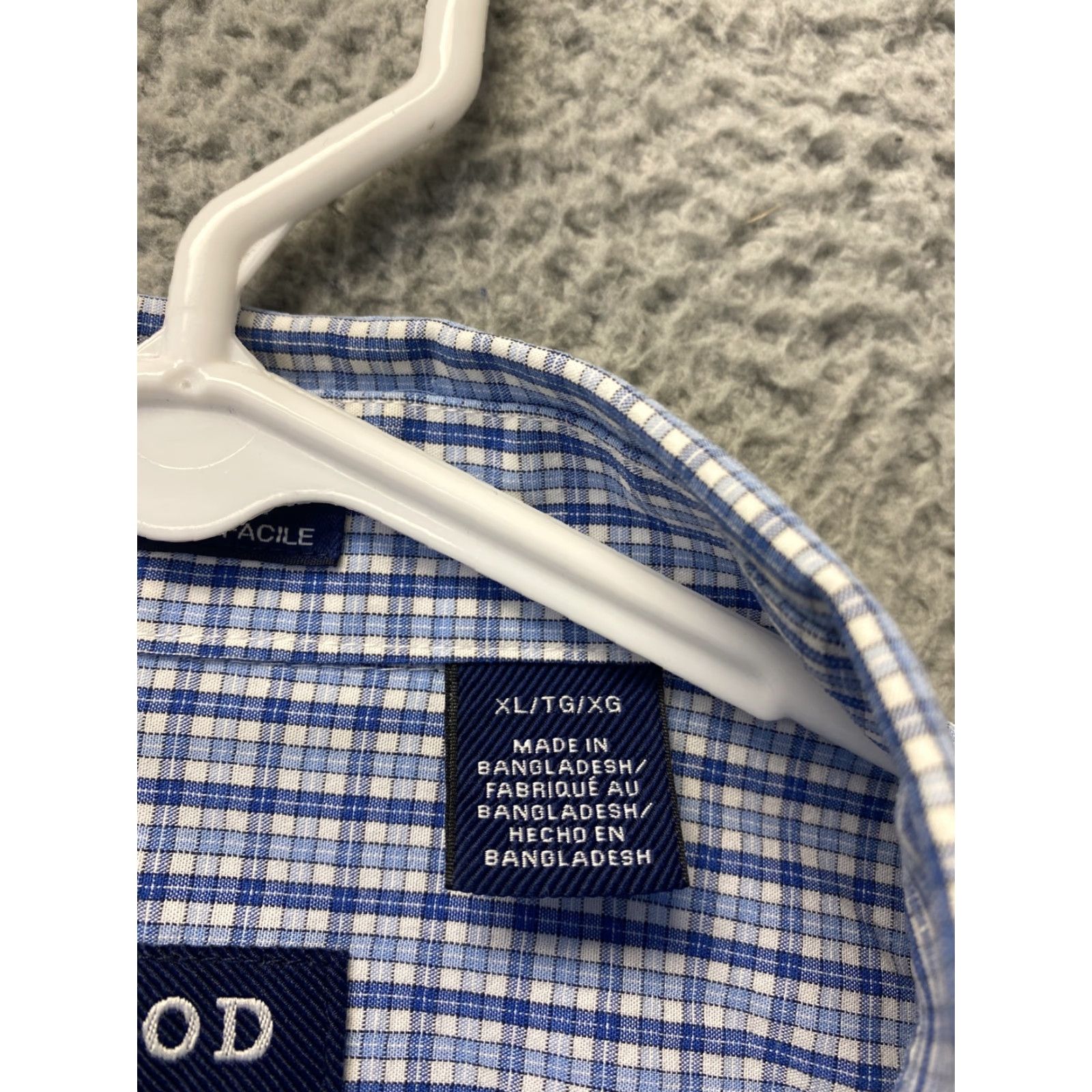 Izod IZOD Dress Shirt Men Blue Check Long Sleeve Button-Down Regular Fit XL 103-33 / 10333 Mens Shirt Size 46R - 4 Thumbnail