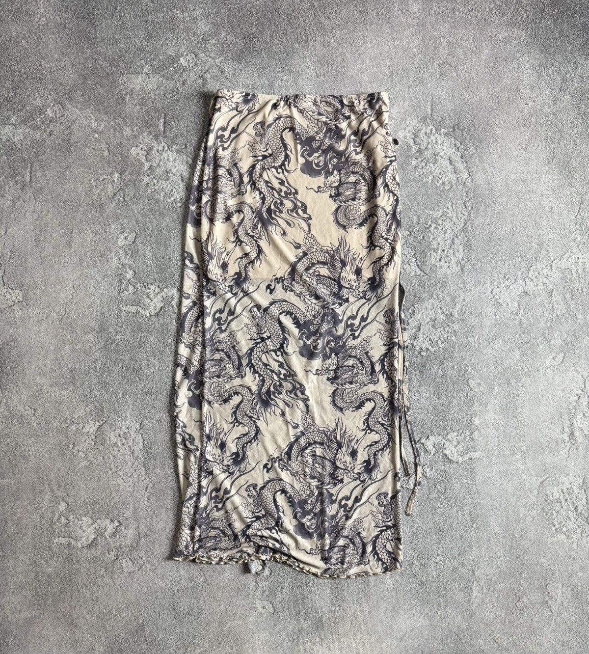 Japanese Brand Y2K Avantgarde long skirt all printed dragon 🐉 mesh Size 26" / US 2 / IT 38 - 8 Thumbnail