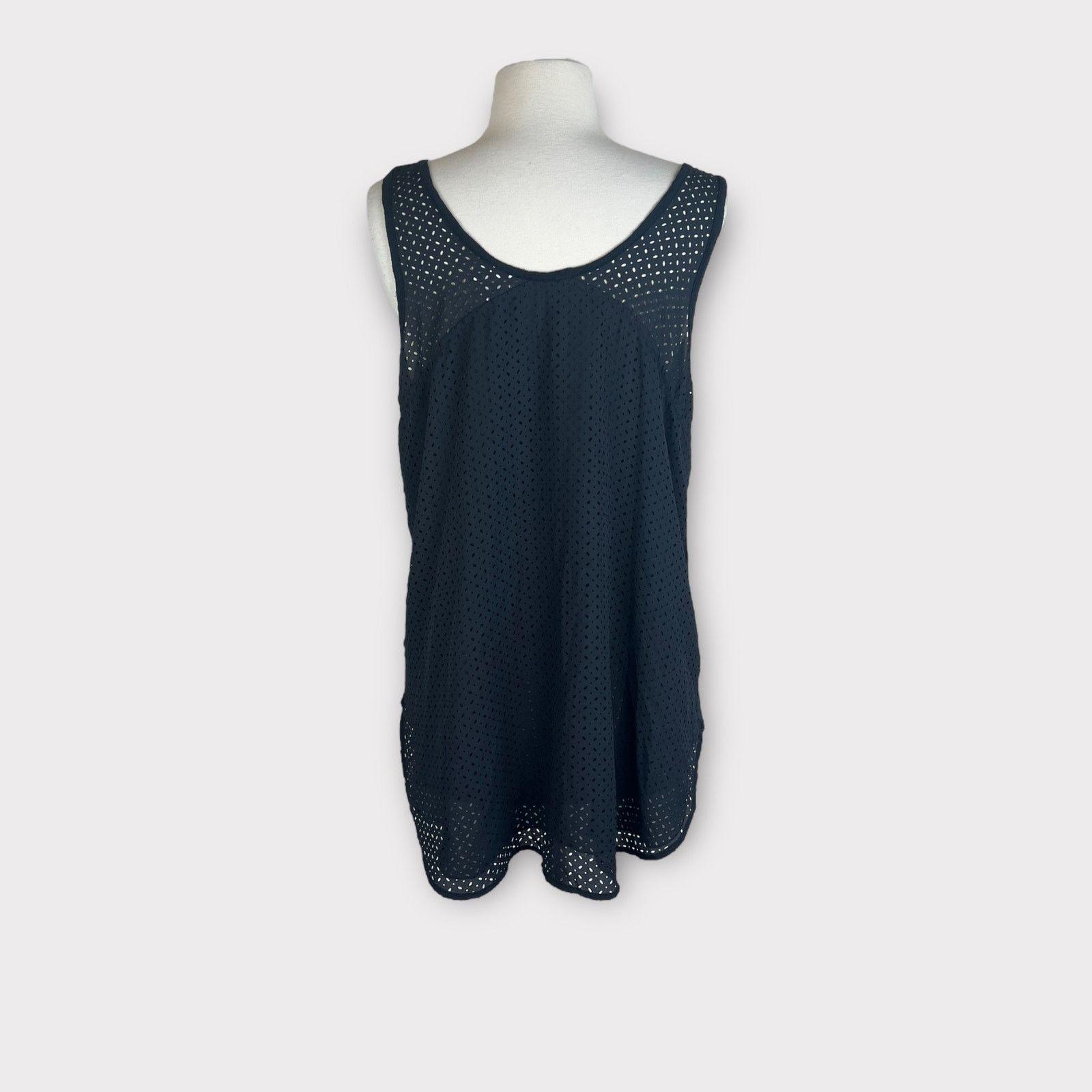 Merona Merona Black Jersey Tank with Mesh Back Accent Size L / US 10 / IT 46 - 3 Thumbnail