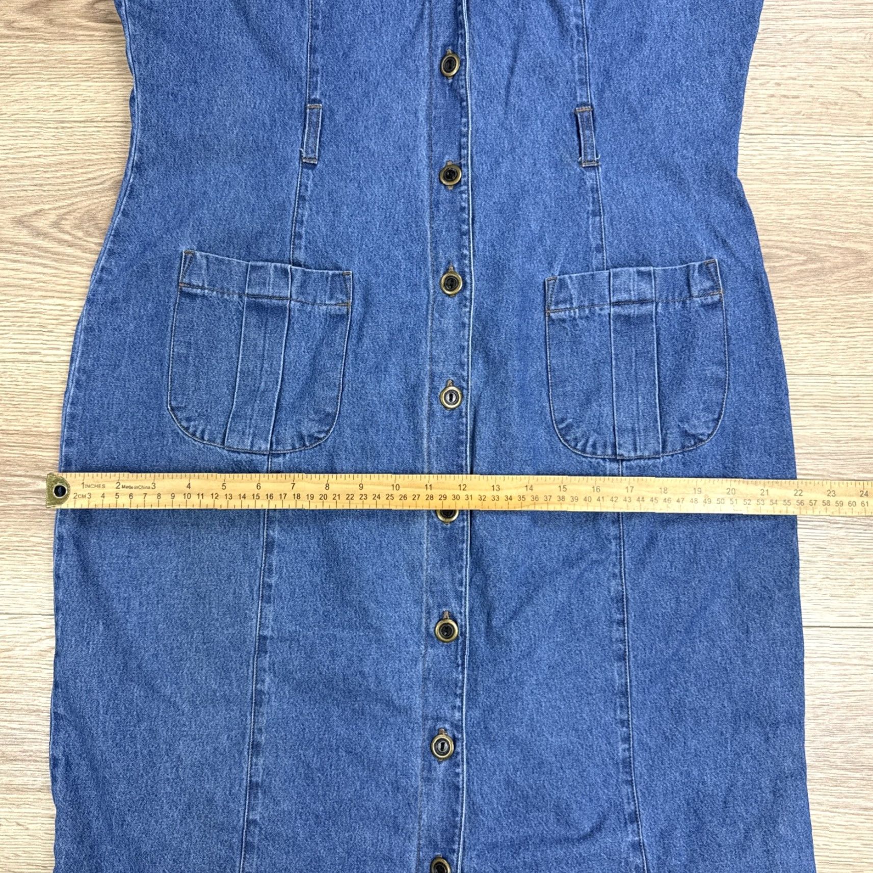 Denime St Johns Bay Denim Maxi Dress Sleeveless Button Up Pockets Blue 12 Women Vintage Y2K Size 34" / US 12 / IT 48 - 7 Thumbnail