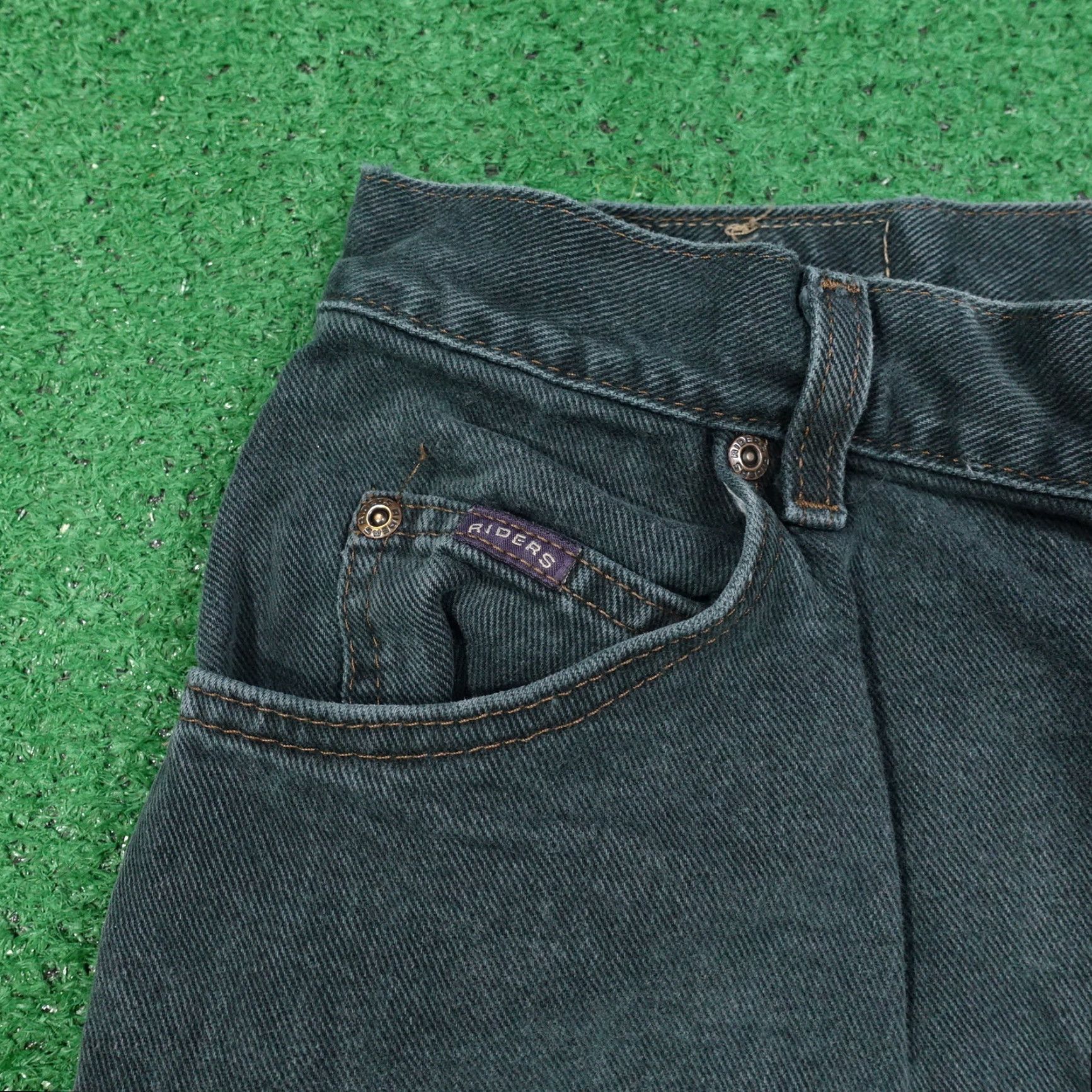 Vintage VINTAGE RIDERS GREEN USA MADE DENIM JEANS WOMENS 33X28 Size 24" / US 00 / IT 34 - 3 Thumbnail