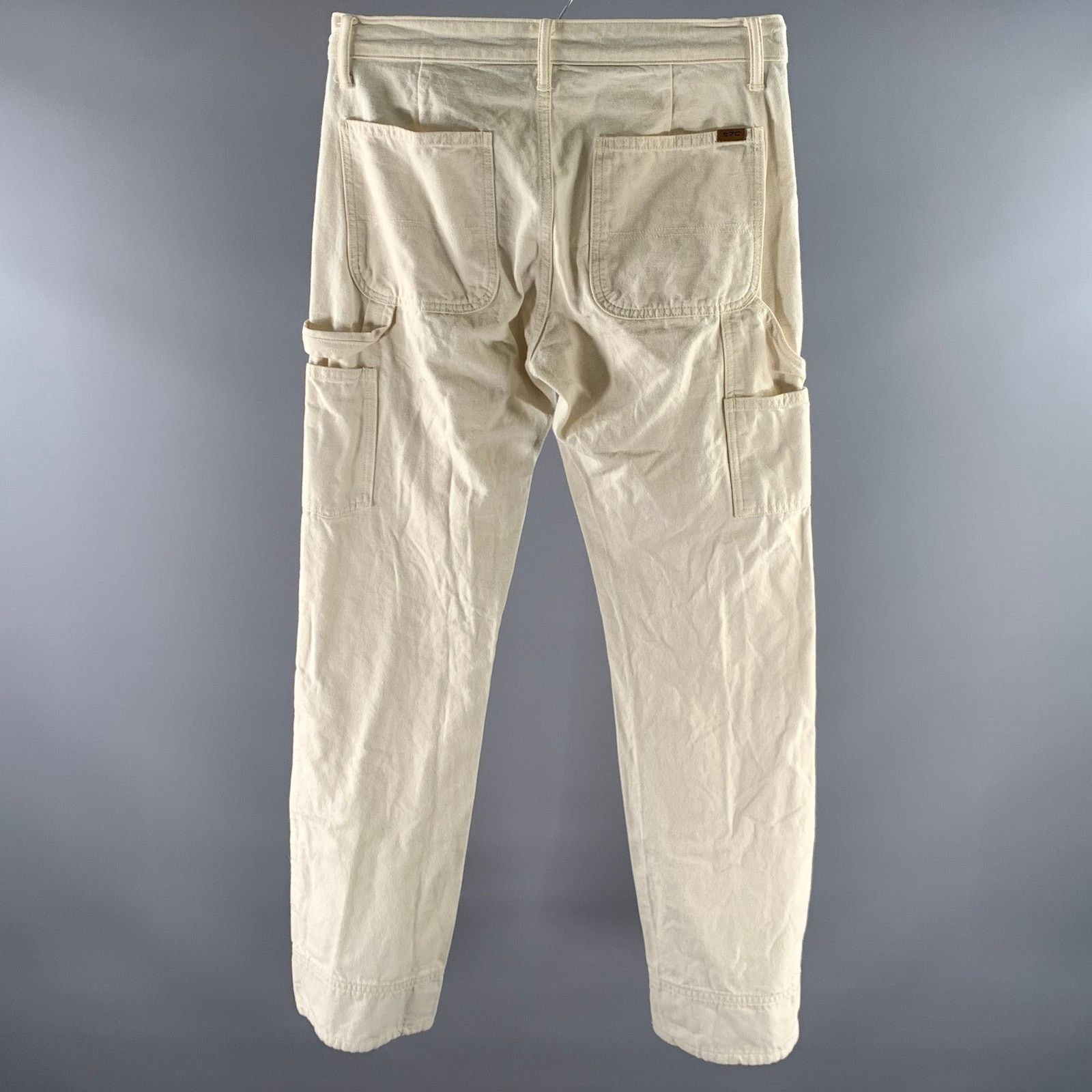 Other THE SEVEN CONTINENTS Size 30 Cream Cotton Carpenter Pants Size US 30 / EU 46 - 3 Thumbnail