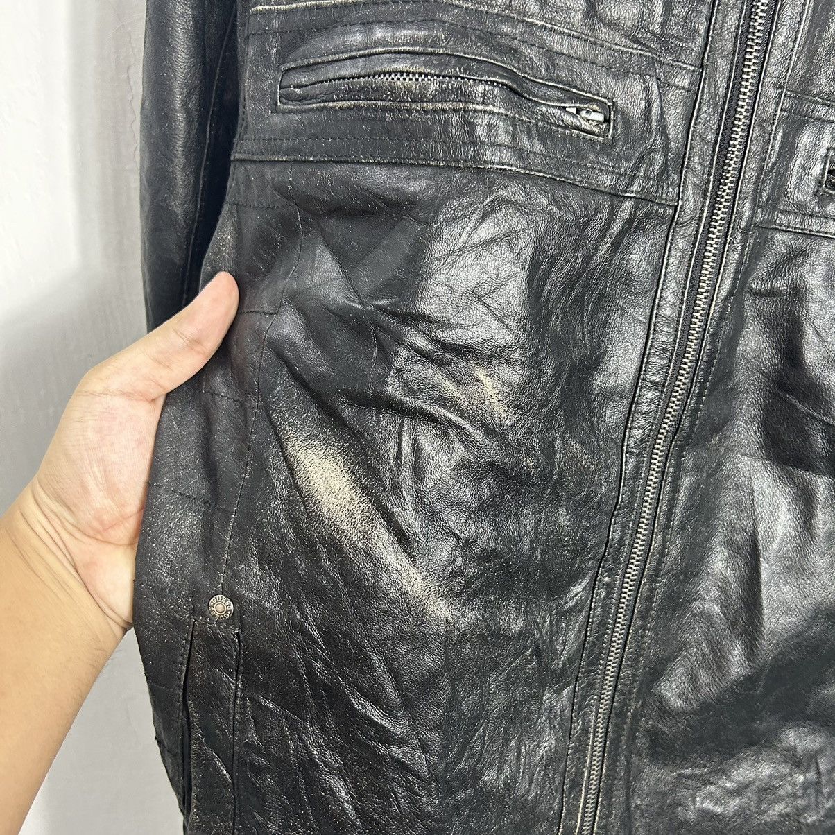 Guess × Vintage Vintage Guess Leather Ride Jacket Size US L / EU 52-54 / 3 - 5 Thumbnail