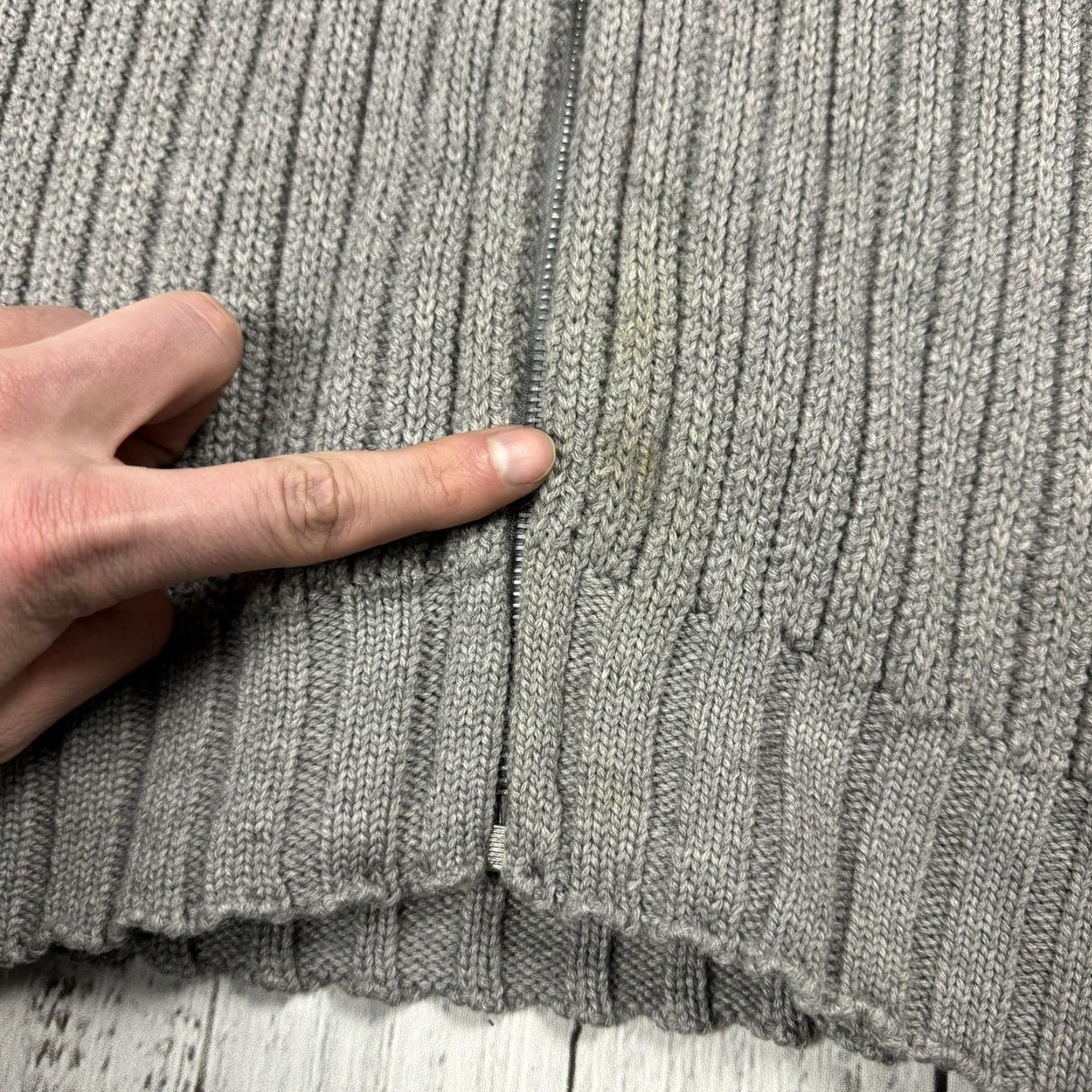 Saks Fifth Avenue VINTAGE Saks Fifth Avenue Sweater Merino Wool Mock Neck Full Zip Pocket Women XL Gray 90s Classic Jumpers Size XL / US 12-14 / IT 48-50 - 3 Thumbnail