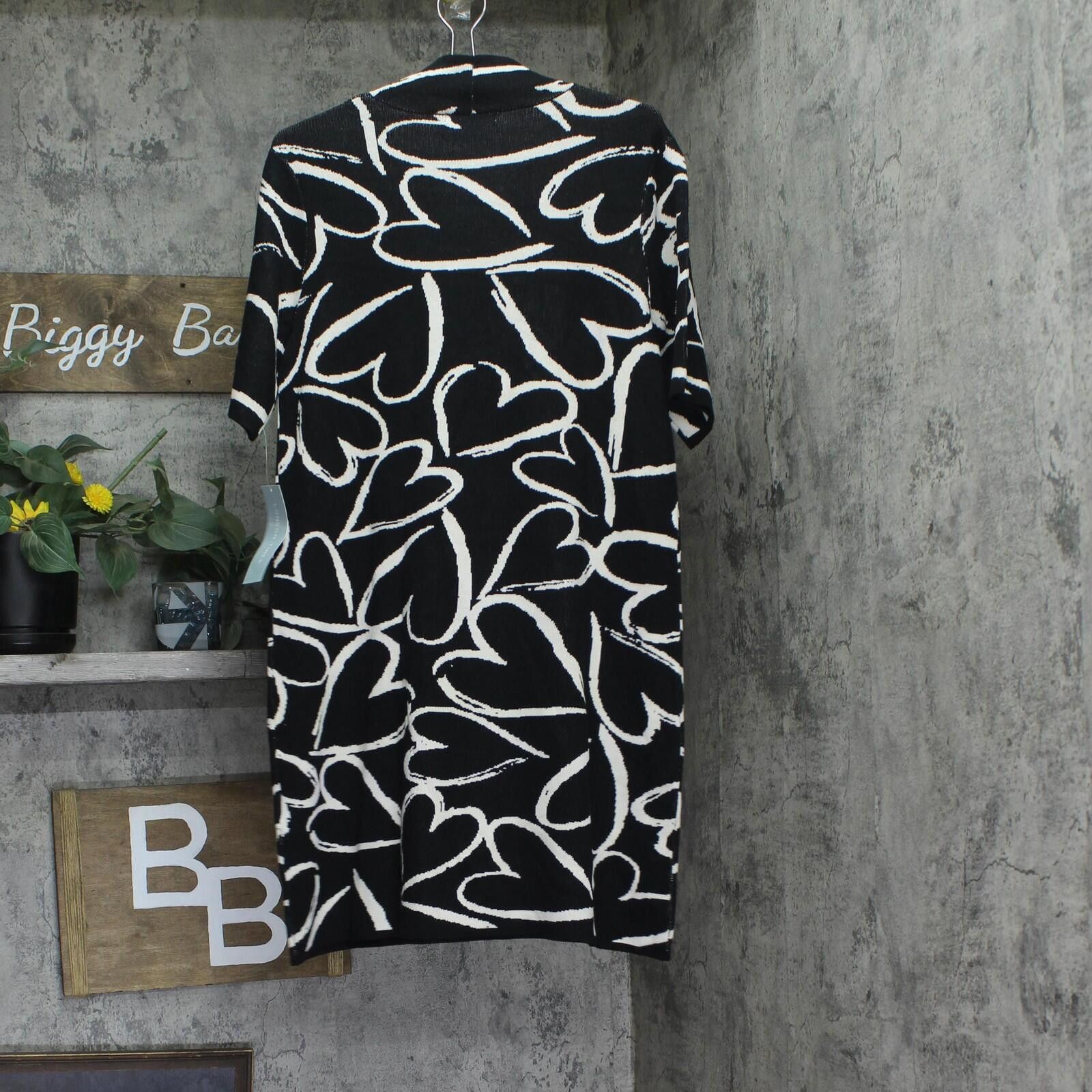 Other Nwt London Times Mini Sweater Dress Black / White Hearts M Size M / US 6-8 / IT 42-44 - 2 Thumbnail
