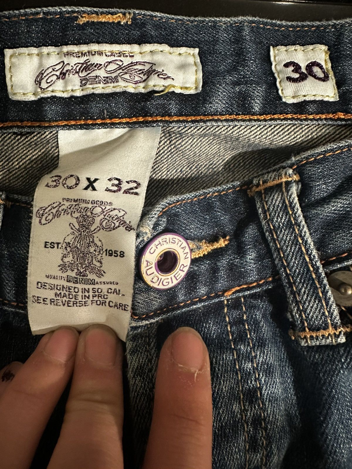 Christian Audigier × Ed Hardy Y2K DISTRESSED CHRISTIAN AUDIGIER JEANS Size US 30 / EU 46 - 5 Thumbnail