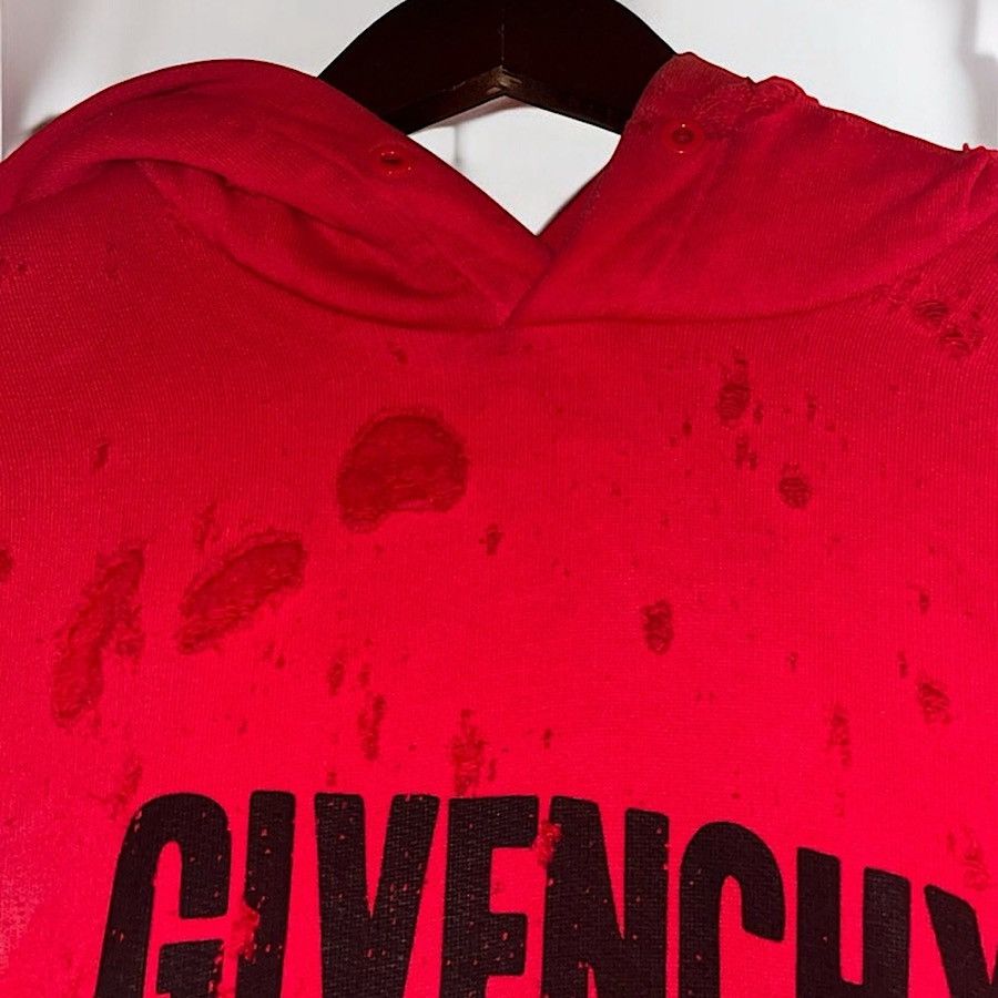 Givenchy Authentic Givenchy 17 Tisci Red Damaged Processed Hoodie Size US S / EU 44-46 / 1 - 3 Thumbnail