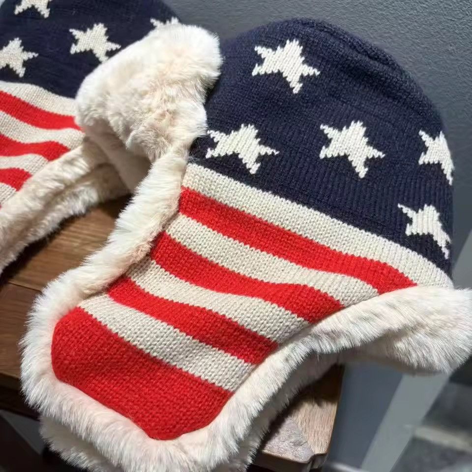 Japanese Brand Striped Color Blocked Star Knitted Cap Size ONE SIZE - 4 Thumbnail