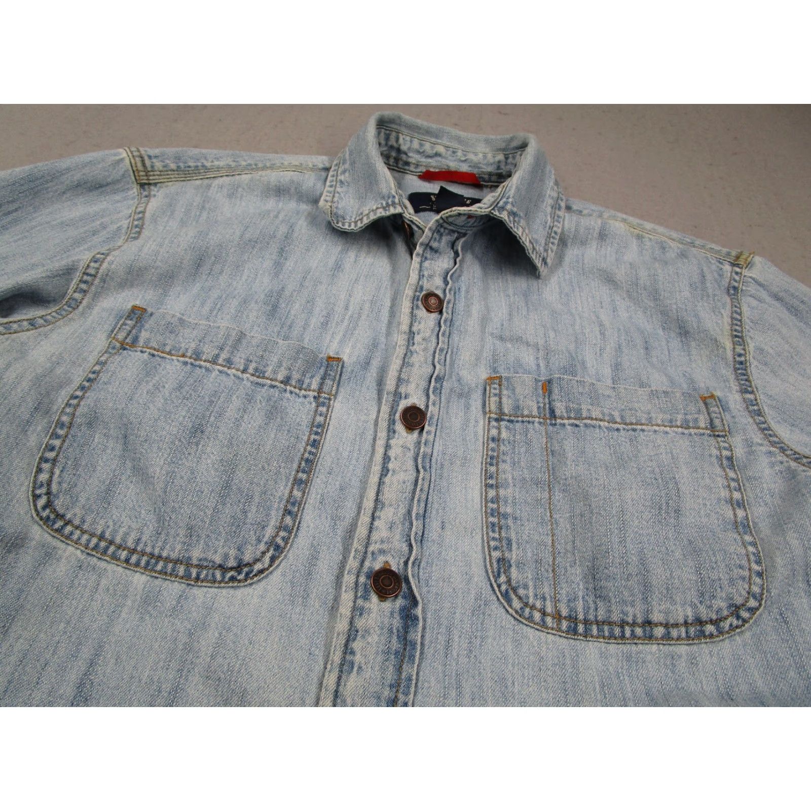 Levi's VINTAGE Levi's Signature Shirt Mens Small Blue Denim Button-Up Workwear 90s Cowboy Retro Light Blue Stonewash Mens Size US S / EU 44-46 / 1 - 2 Thumbnail