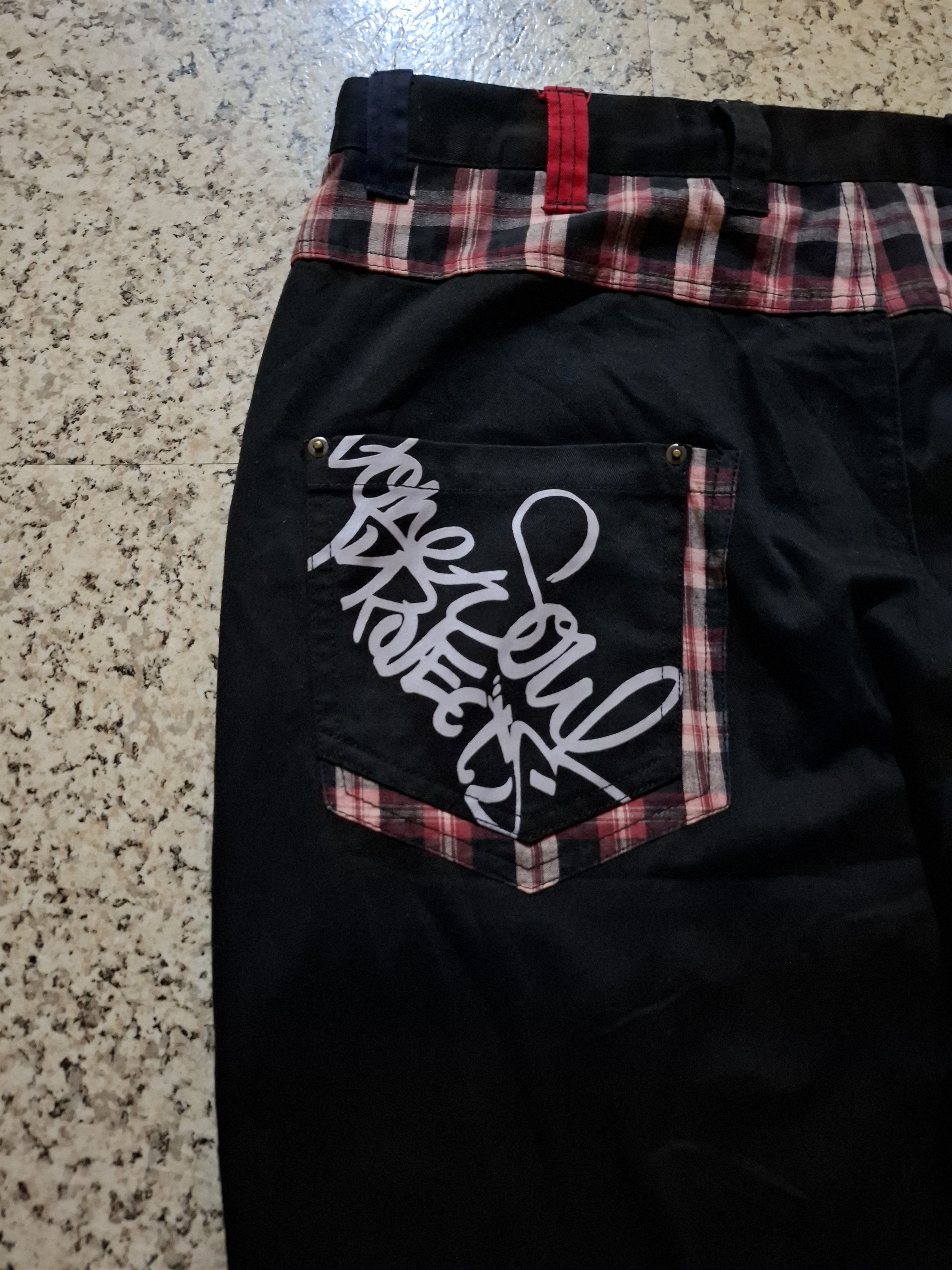 Japanese Brand 🔥 RARE Y2k B-One-Soul Projects Plaid Trim Streetwear Pants Size US 35 - 12 Thumbnail