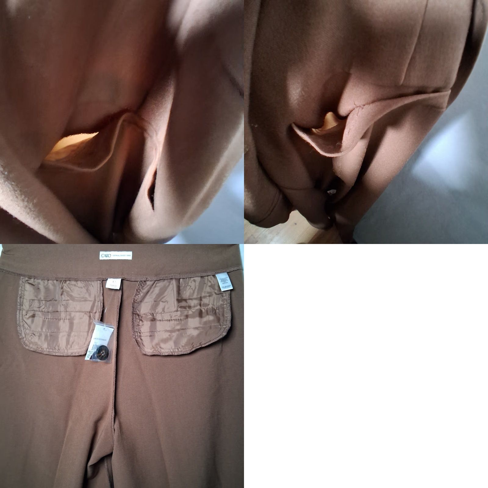 Vintage Cato Dress Pants Women Size 12 Brown Wide Leg Button Stretch Classic NEW Size 34" / US 12 / IT 48 - 9 Thumbnail