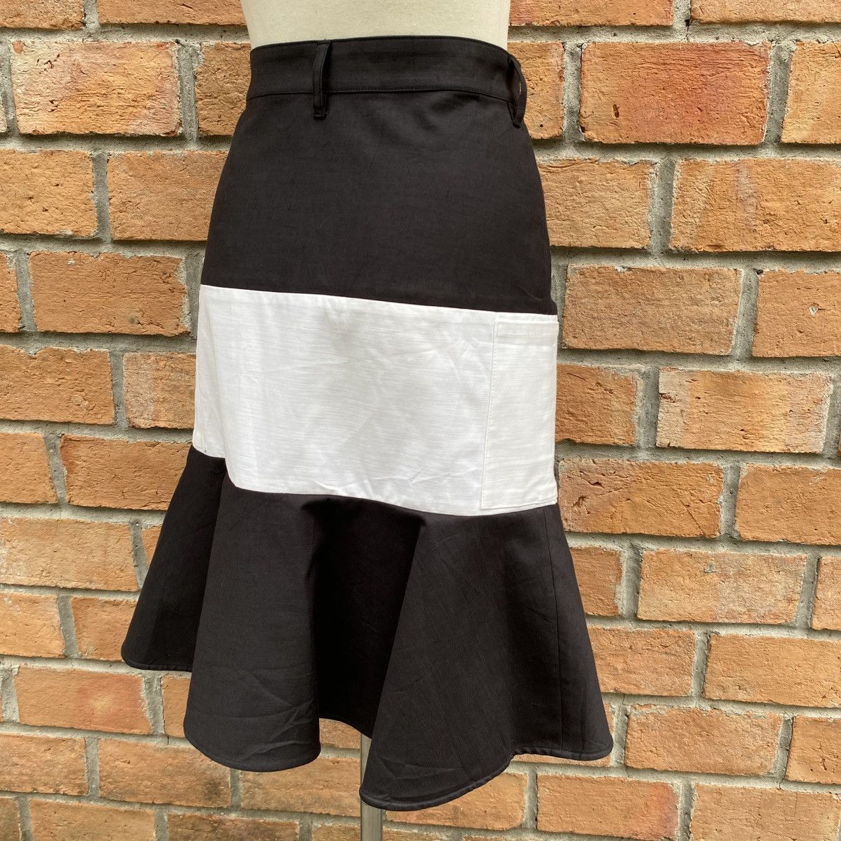 Tsumori Chisato TSUMORI CHISATO Black and White Panel Flare Skirt Size 29" - 2 Thumbnail