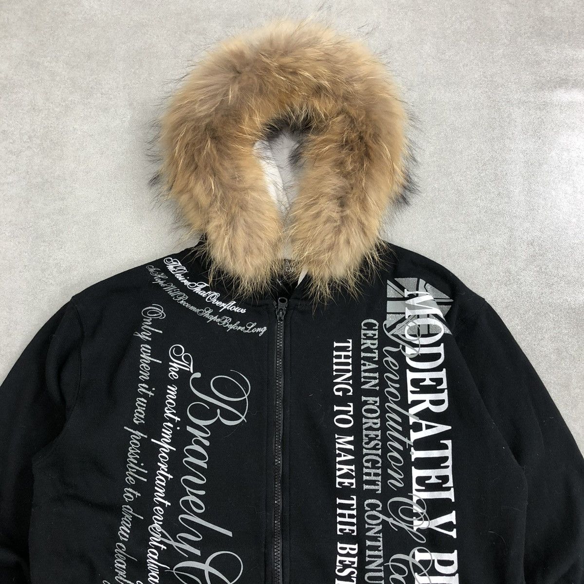 If Six Was Nine 2000s Beaumont Carr Poem Goa Gothic Lgb Punk Fur Zip Hoodie Size US L / EU 52-54 / 3 - 3 Thumbnail