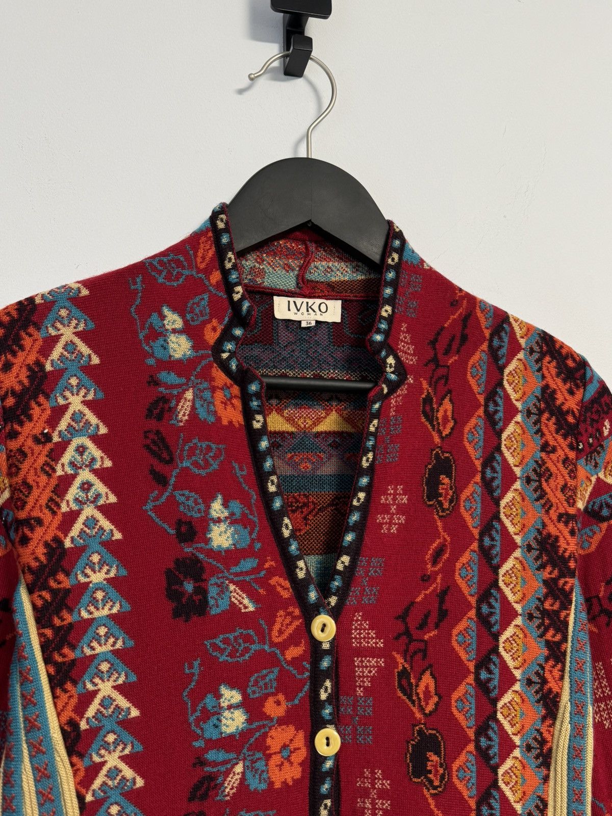 Other IVKO Colorful Knit Cardigan Ethnic Pattern Boho Wool Blend Size XS / US 0-2 / IT 36-38 - 2 Thumbnail