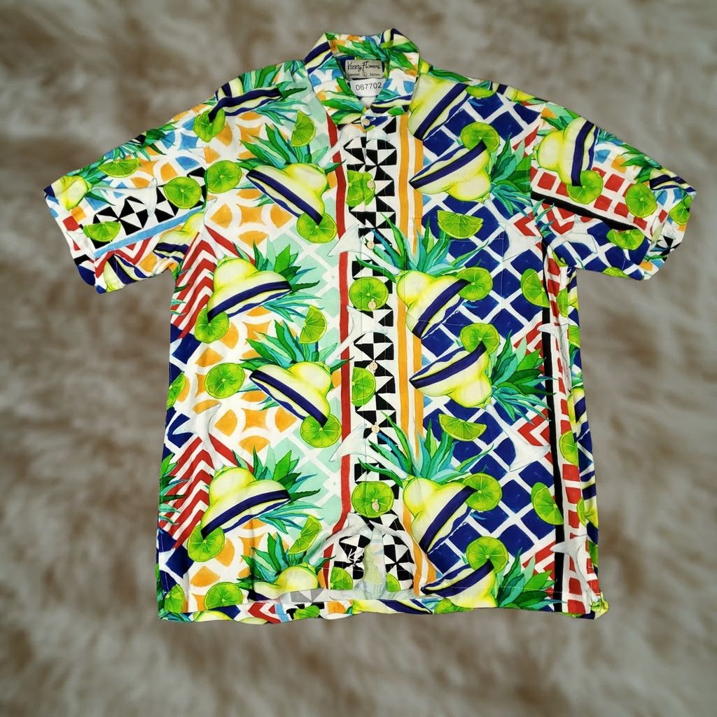Vintage Kenny Flowers Shirt Mens Large Green Hawaiian Rayon Short Sleeve Button-Up Casual Beach Tropical 90s? Limited? Size US L / EU 52-54 / 3 - 1 Thumbnail