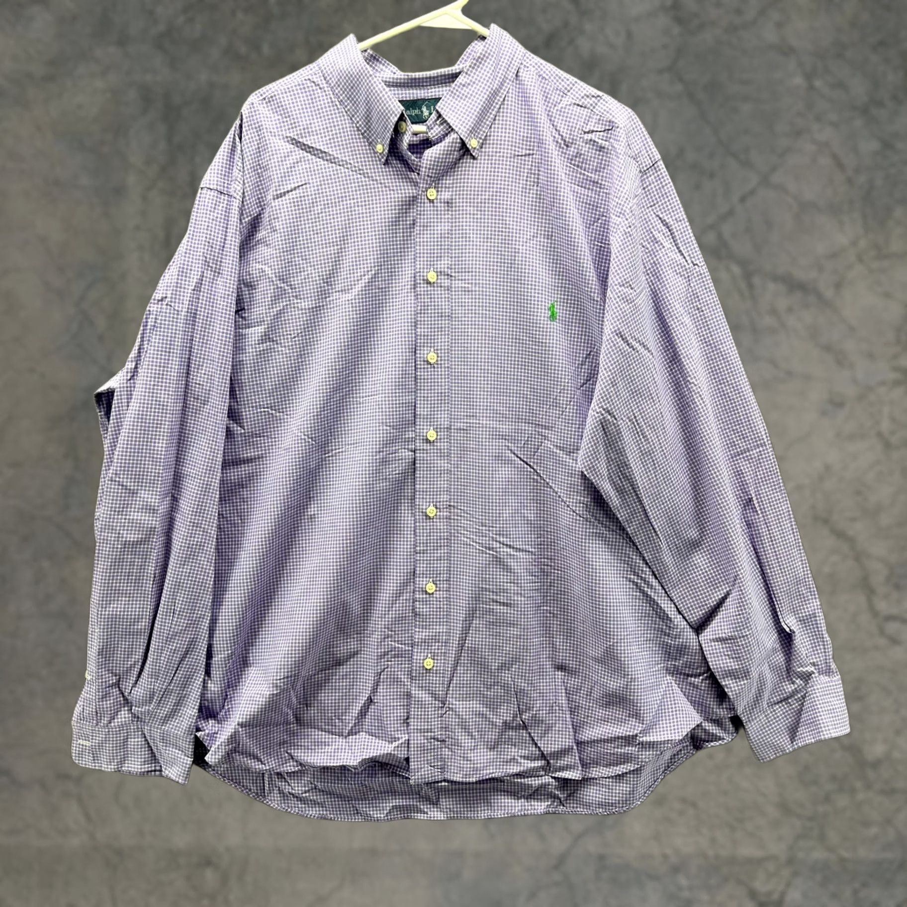 Ralph Lauren VINTAGE Ralph Lauren Shirt 2XB Men Button-Down Gingham Purple Pony Classic Fit Regular Big & Tall Boyfriend? Size US XXL / EU 58 / 5 - 1 Thumbnail