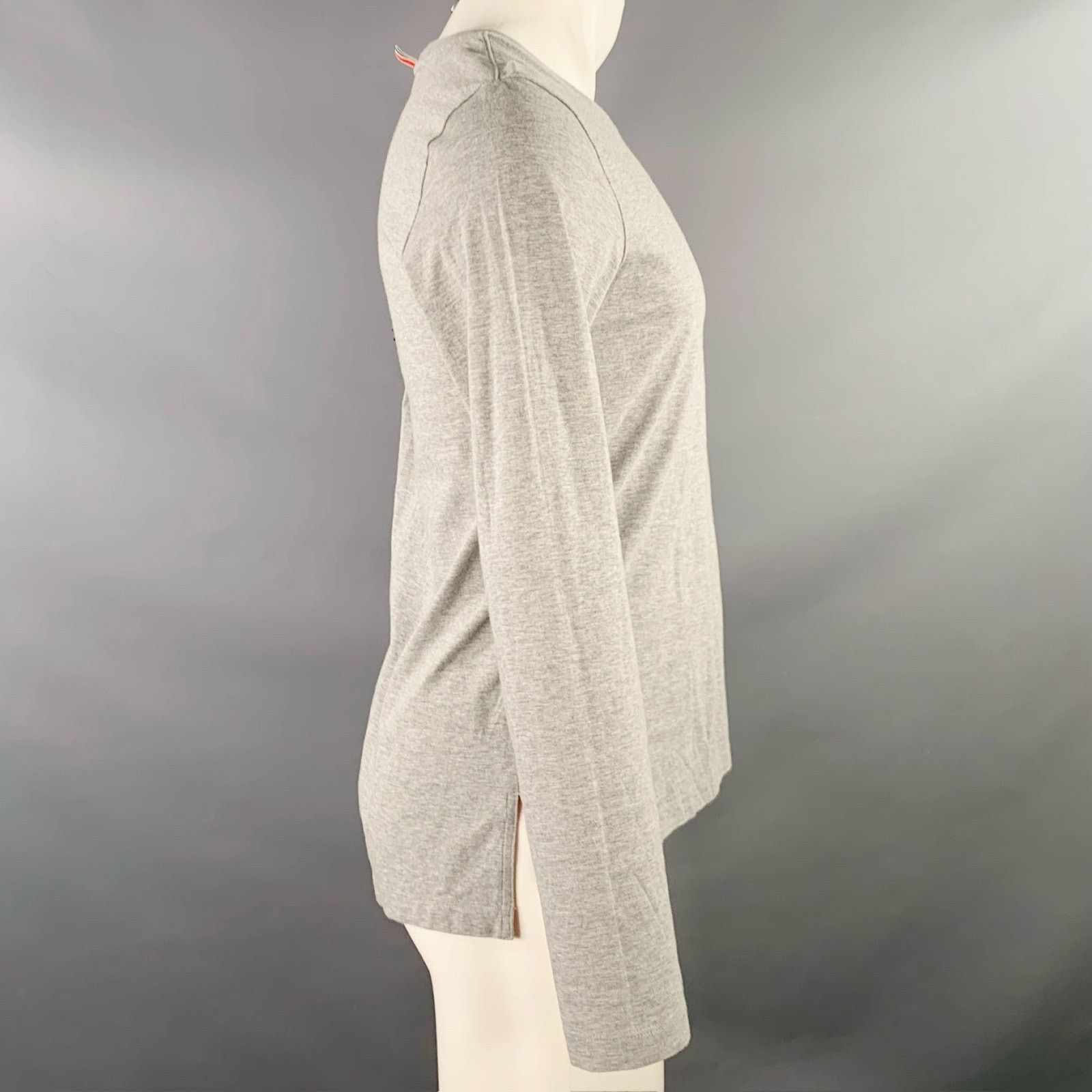 Thom Browne THOM BROWNE Size S Grey Cotton Crew Neck Long Sleeve T-shirt Size US S / EU 44-46 / 1 - 3 Thumbnail
