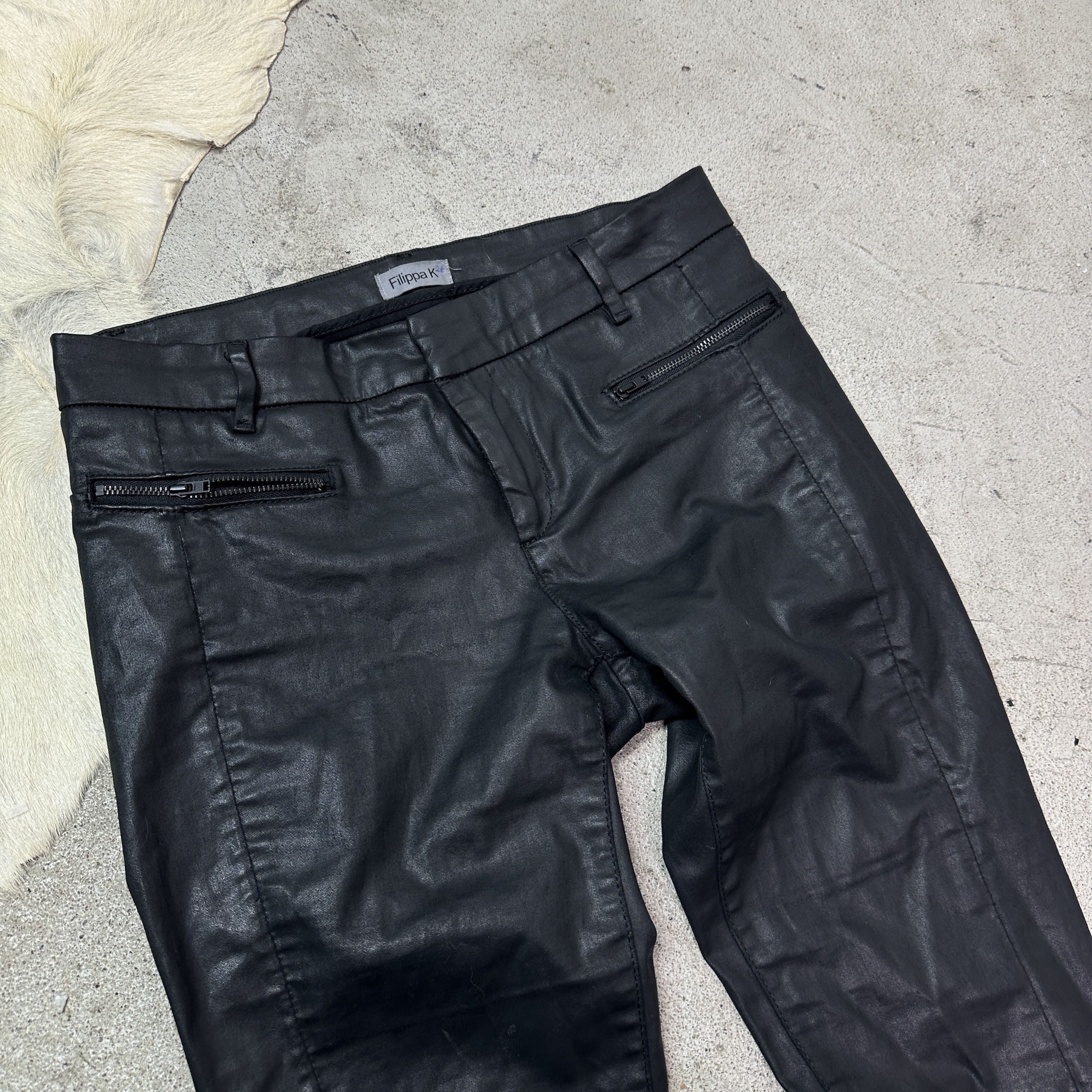 Filippa K Vintage Avant Garde Grunge Waxed Filippa K Zip Jeans Y2K Size 26" / US 2 / IT 38 - 3 Thumbnail