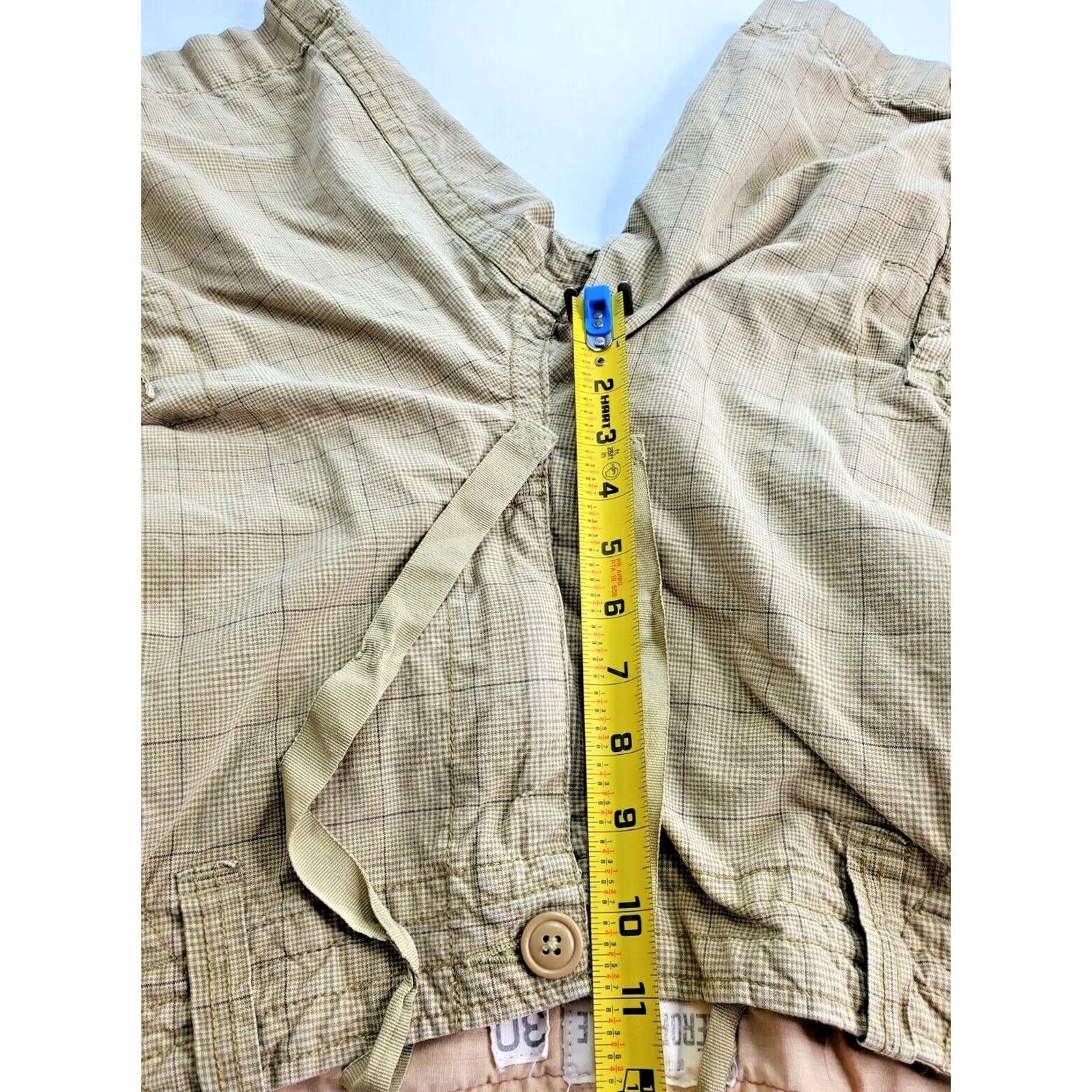 Vintage Aéropostale Cargo Shorts Men 30 Khaki Drawstring Plaid Board Swim 11” Inseam Casual Cargo Pocket Beige 100% Cotton Mens Size ONE SIZE - 4 Thumbnail