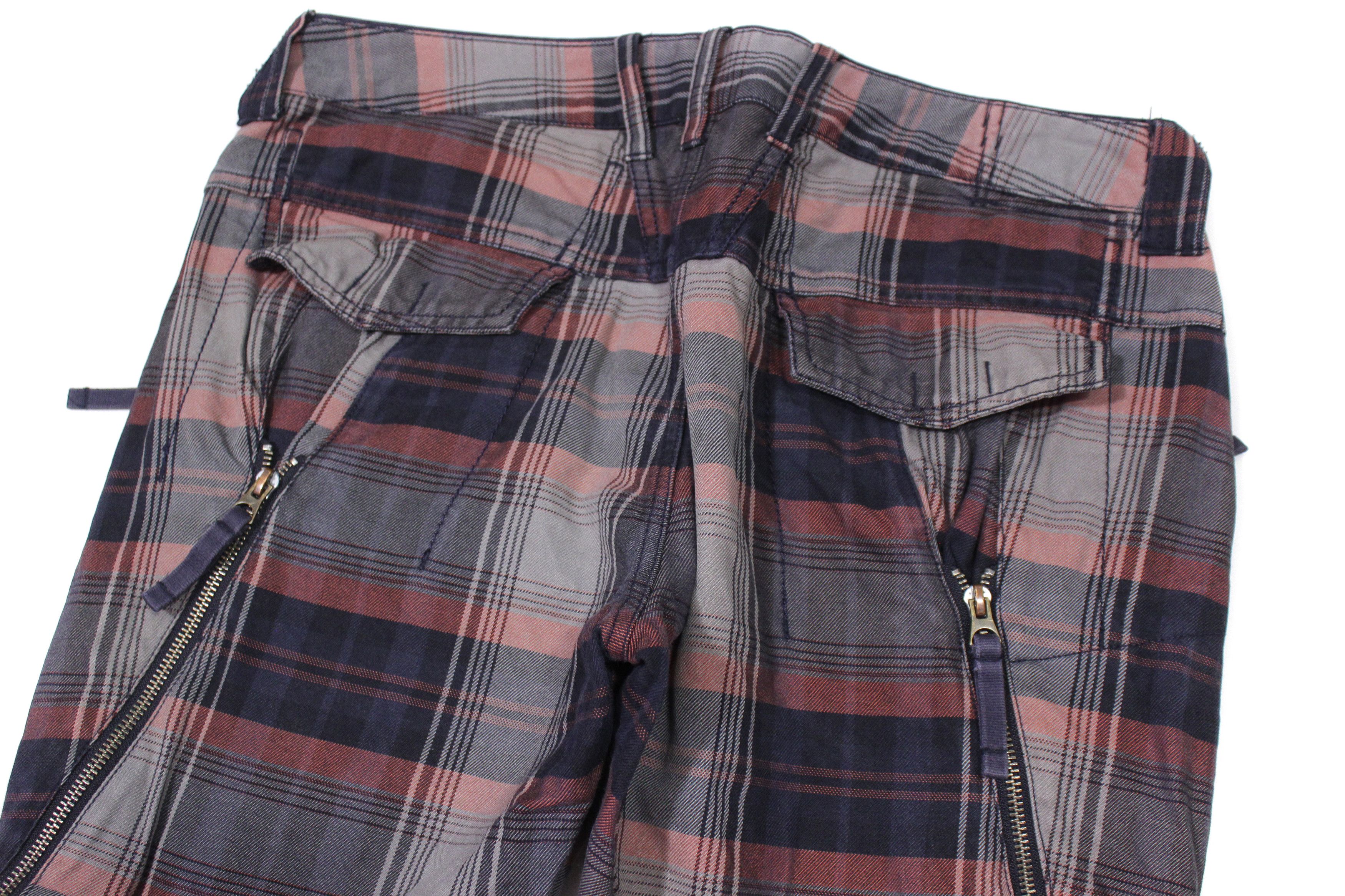 Marithe + Francois Girbaud 00S Plaid Cargo Biker Zippers Pants Vintage Size US 33 - 4 Thumbnail