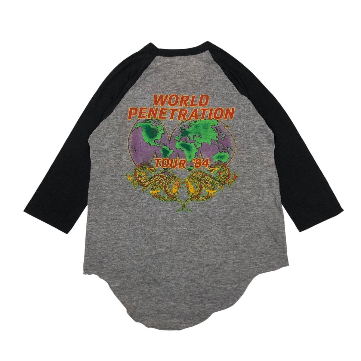 Band Tees 🔥VINTAGE 1984 TOUR WORLD PENETRATION BAND 3 QUARTER BIG LOGO Size US L / EU 52-54 / 3 - 2 Thumbnail