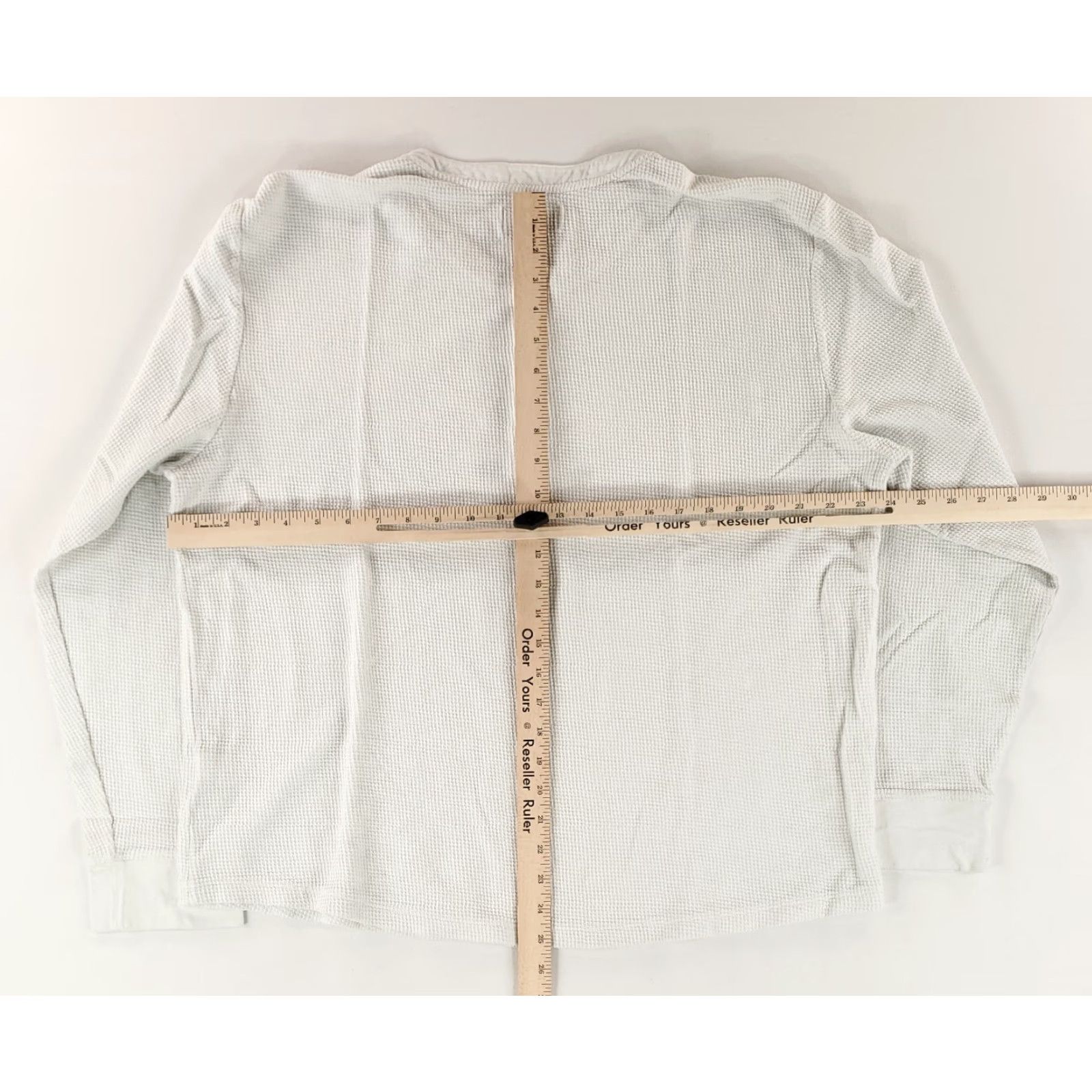 Tecovas Tecovas Shirt Thermal Henley White Long Sleeve Waffle Knit Mens XL Size US XL / EU 56 / 4 - 6 Thumbnail