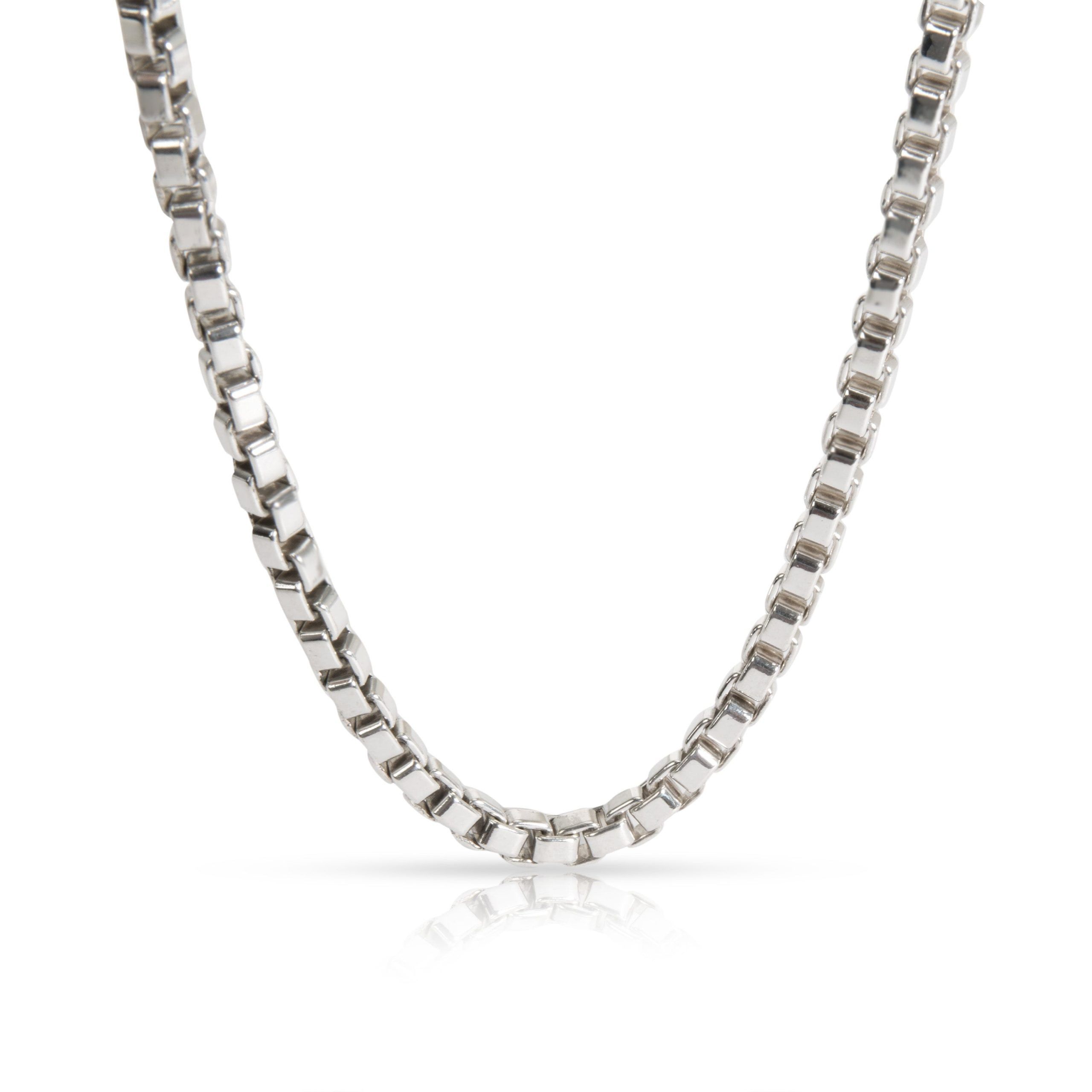image of Tiffany Co Tiffany & Co. Venetian Box Chain Unisex Necklace In Sterling Silver 4Mm, Women's