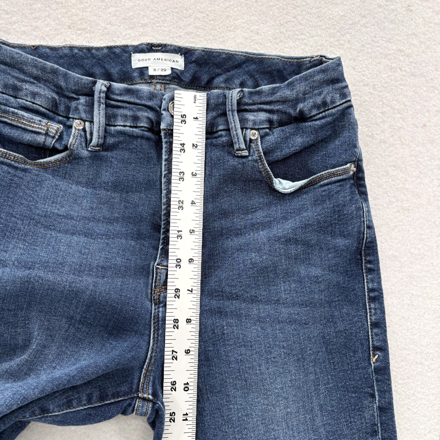Good American Good American Jeans Womens 8 Skinny Blue Medium Wash High Rise Denim Stretch 5-Pocket Zipper Button Size 30" / US 8 / IT 44 - 7 Thumbnail