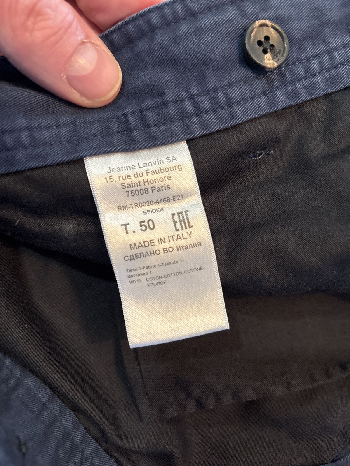Lanvin Lanvin Utlity Style Pants - Dark Blur Size US 34 / EU 50 - 3 Thumbnail